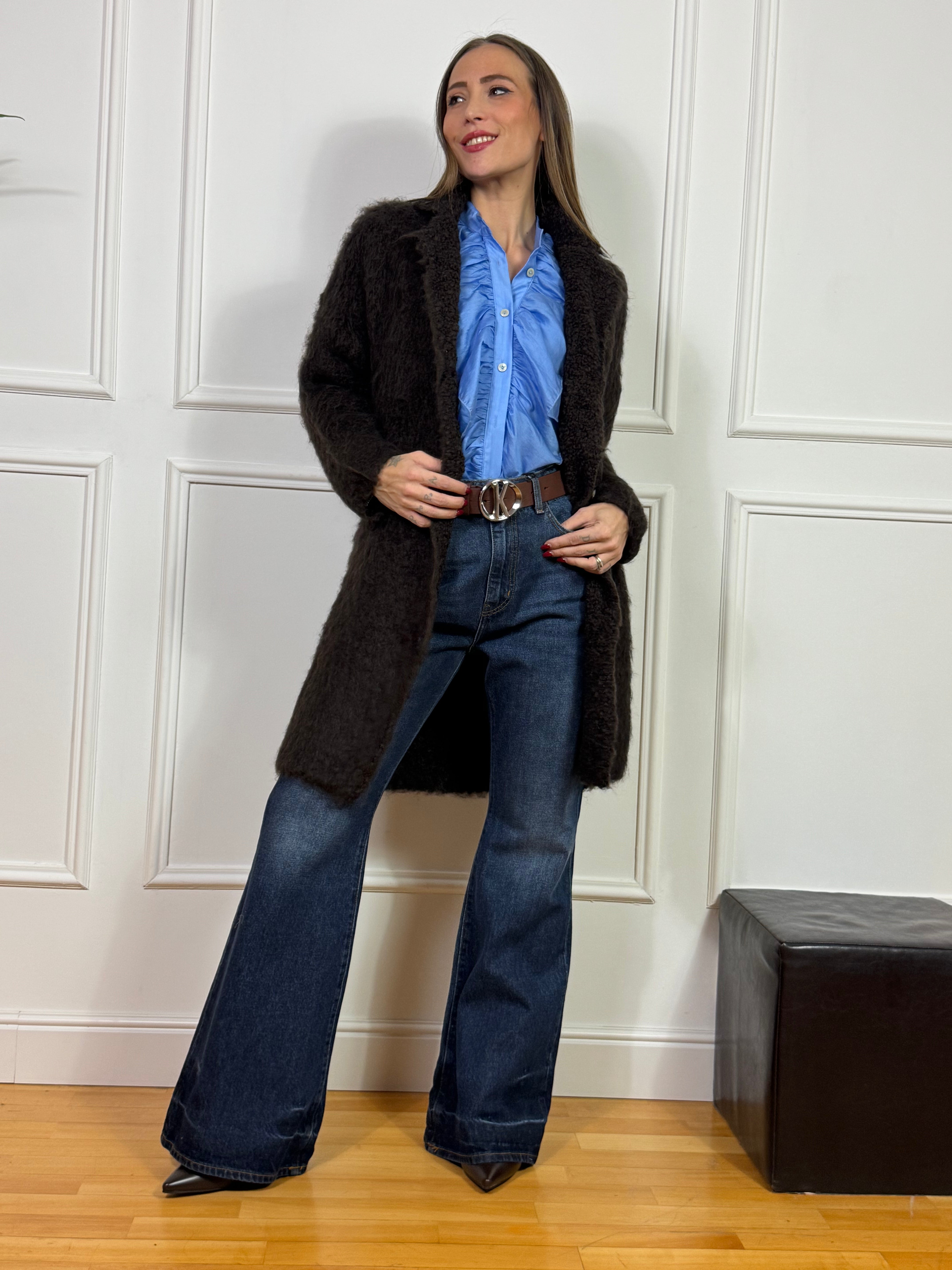 Cappottino misto mohair revers con bottoni Kontatto MANICA LUNGA