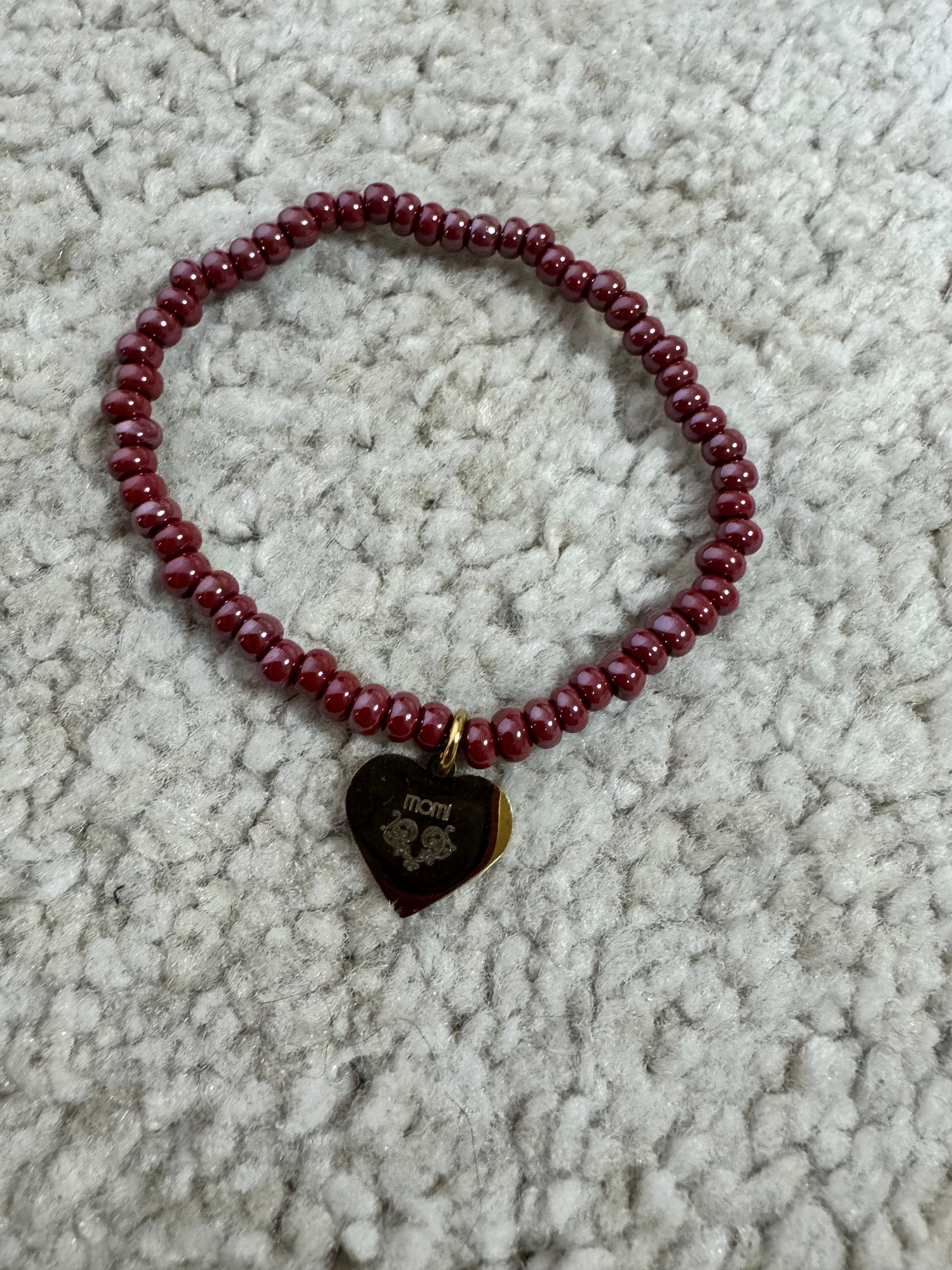 Bracciale sottile Momi ciondolo CUORE - VINO