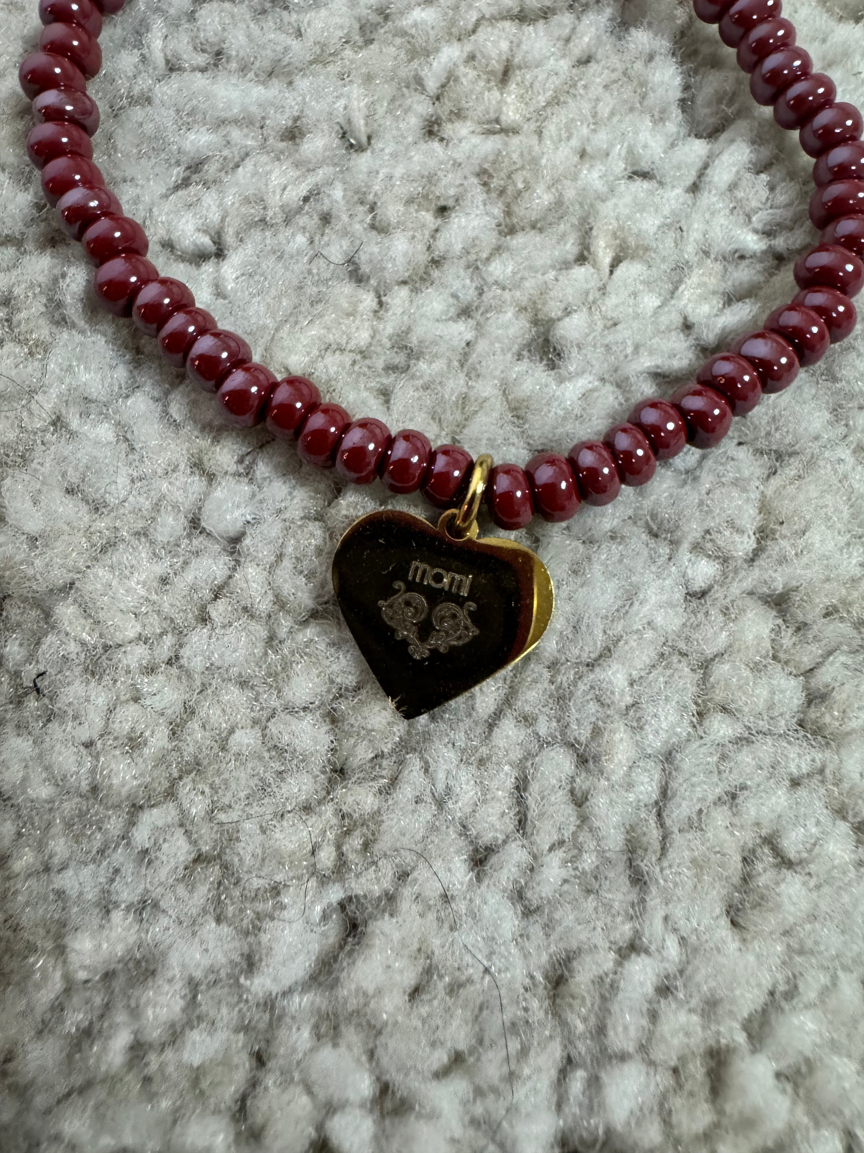 Bracciale sottile Momi ciondolo CUORE - VINO