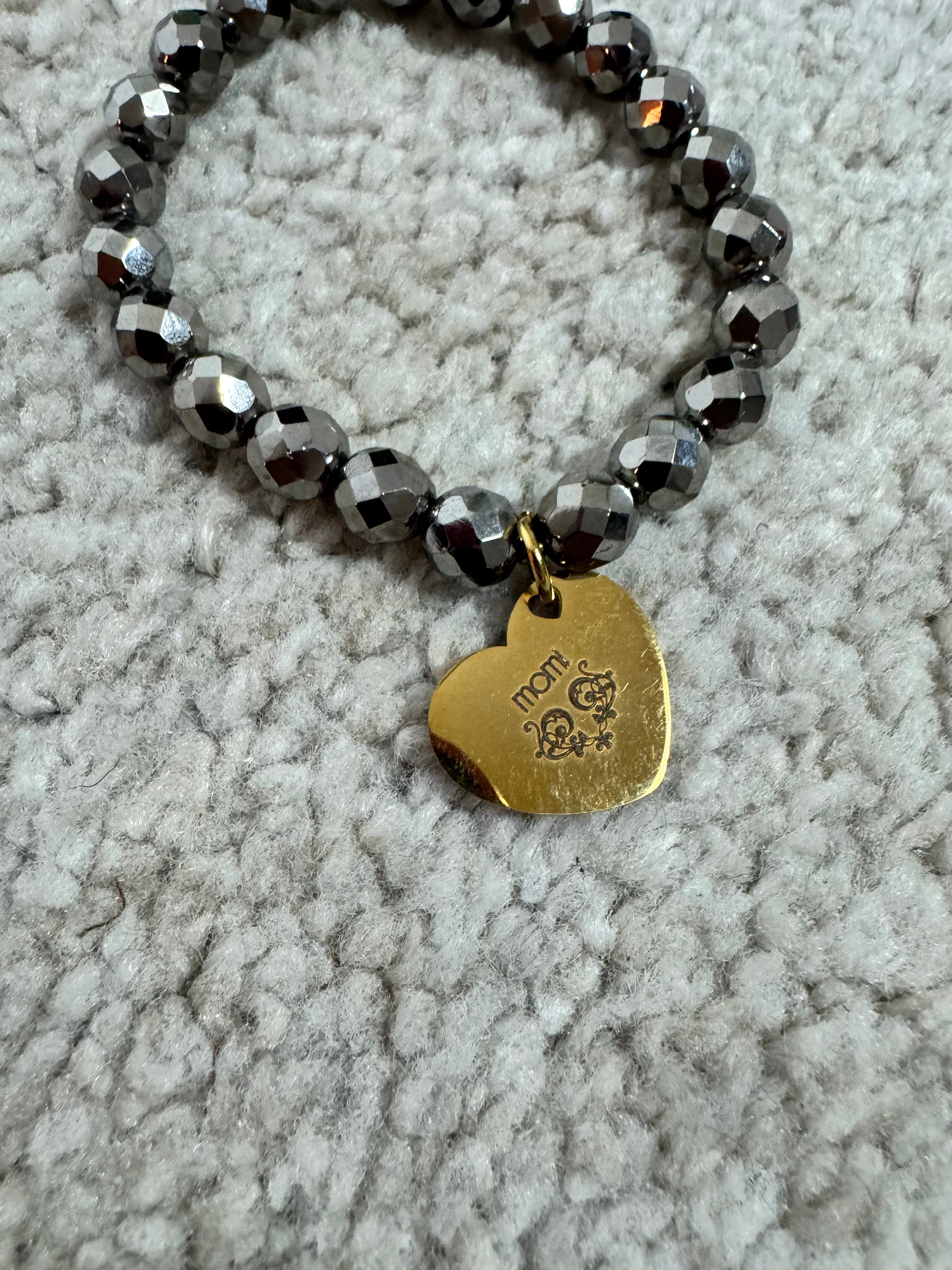 BRACCIALE Momi - CUORE LISCIO - GRIGIO PIOMBO CROMO