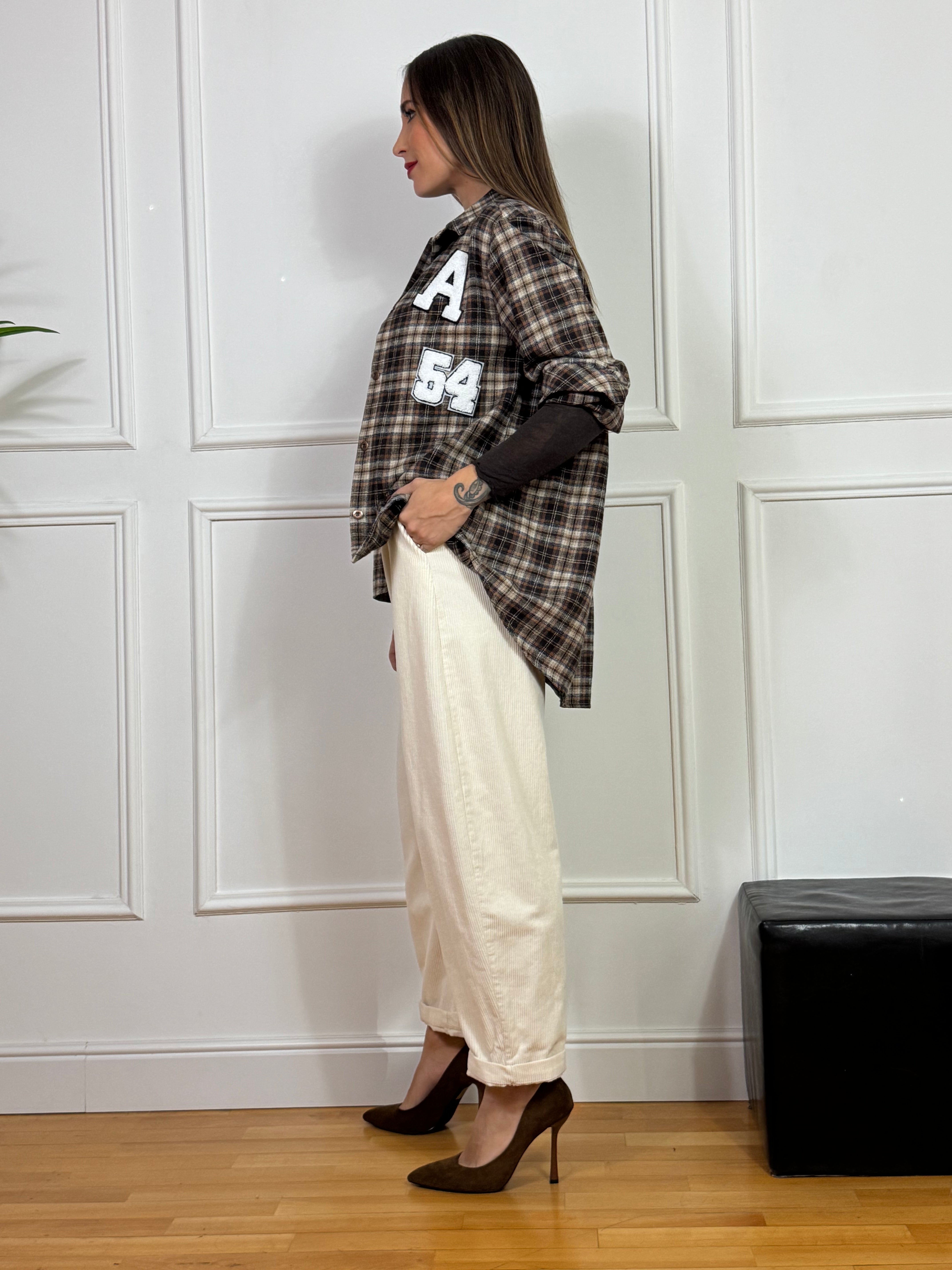 Camicia Kikisix scozzese con patch