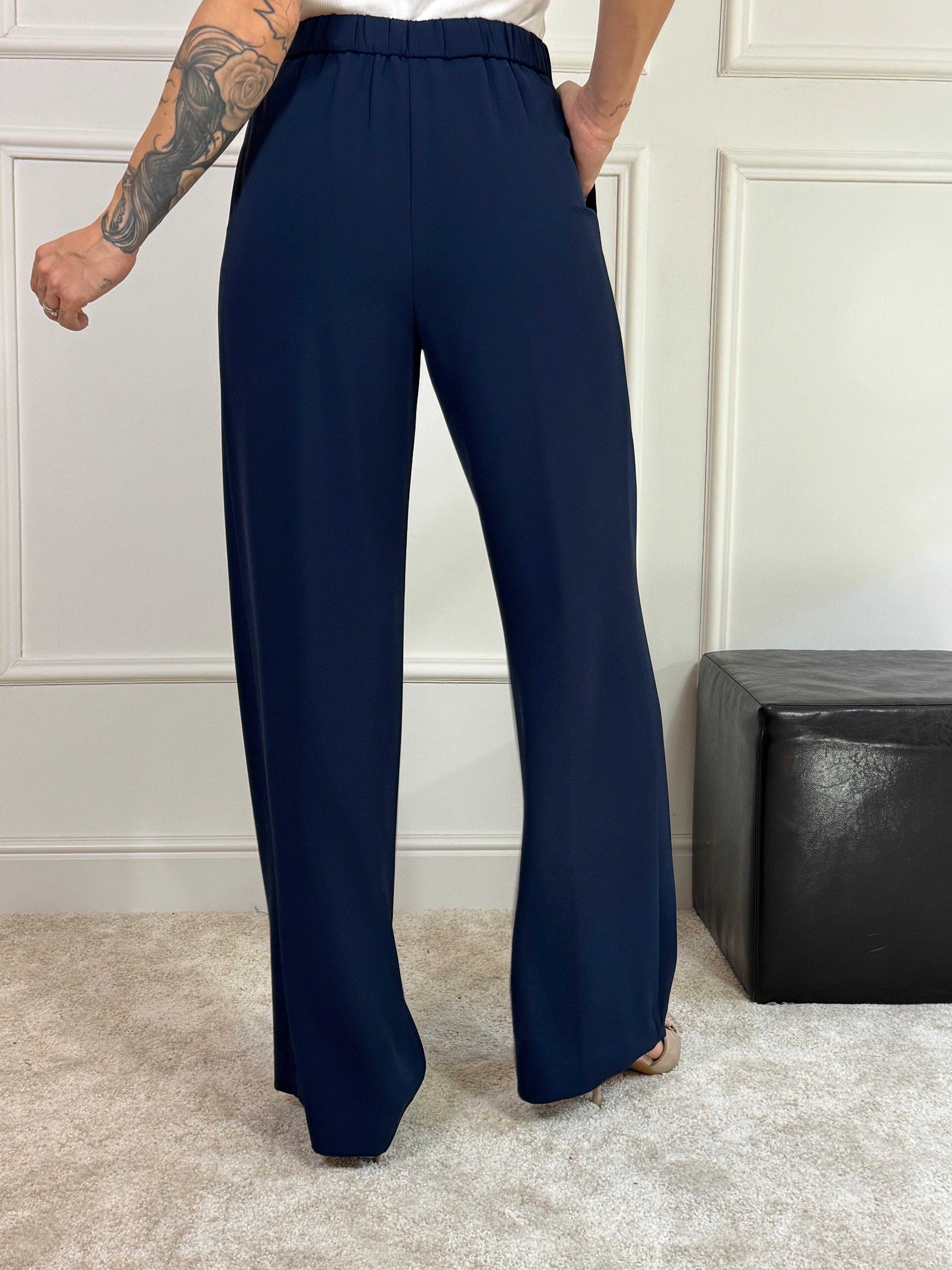 Completo tailleur KONTATTO giacca con cintura e pantalone palazzo