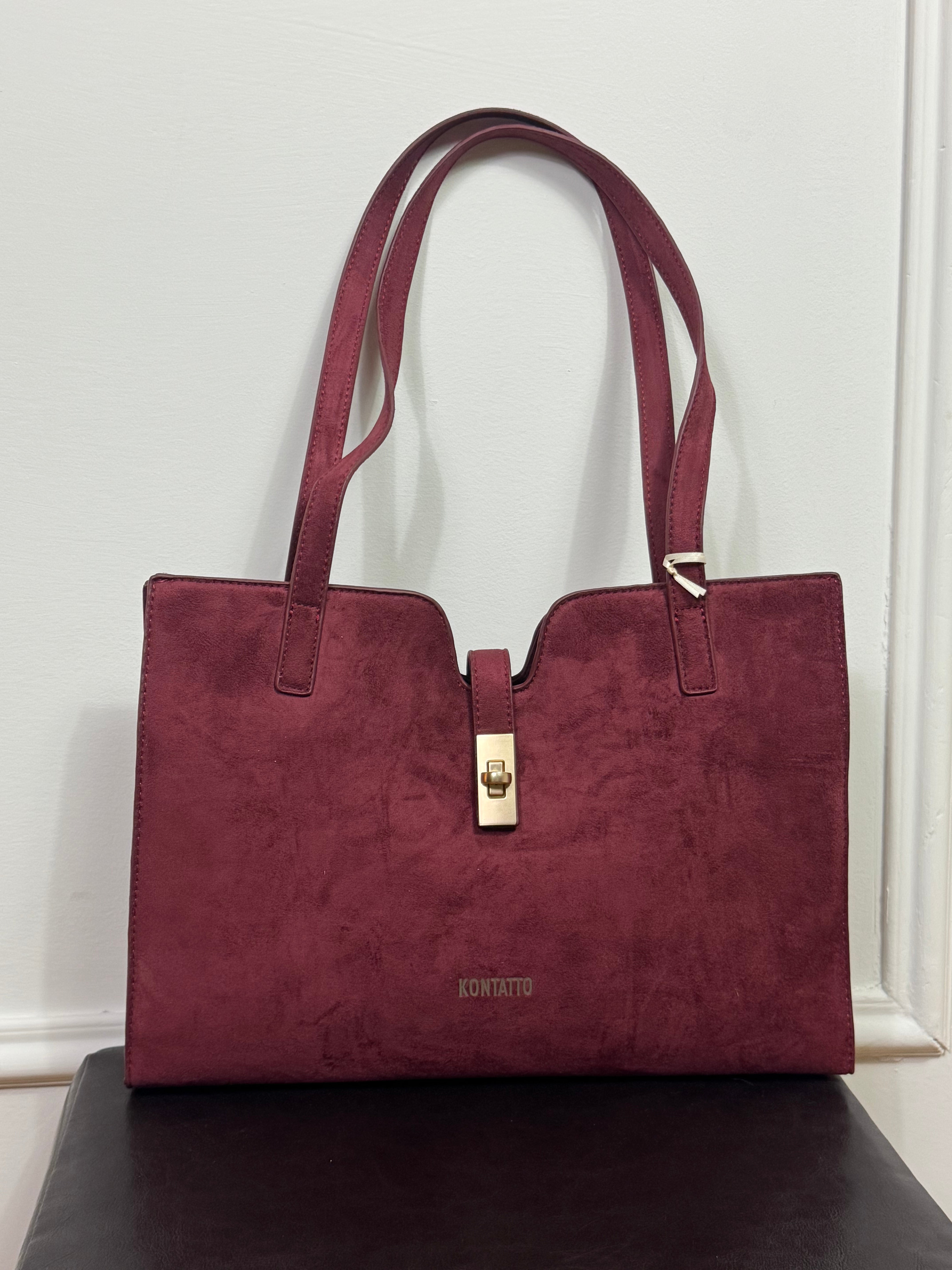 Borsa scamosciata Kontatto SHOPPER 3 SCOMPARTI CON GANCETTO