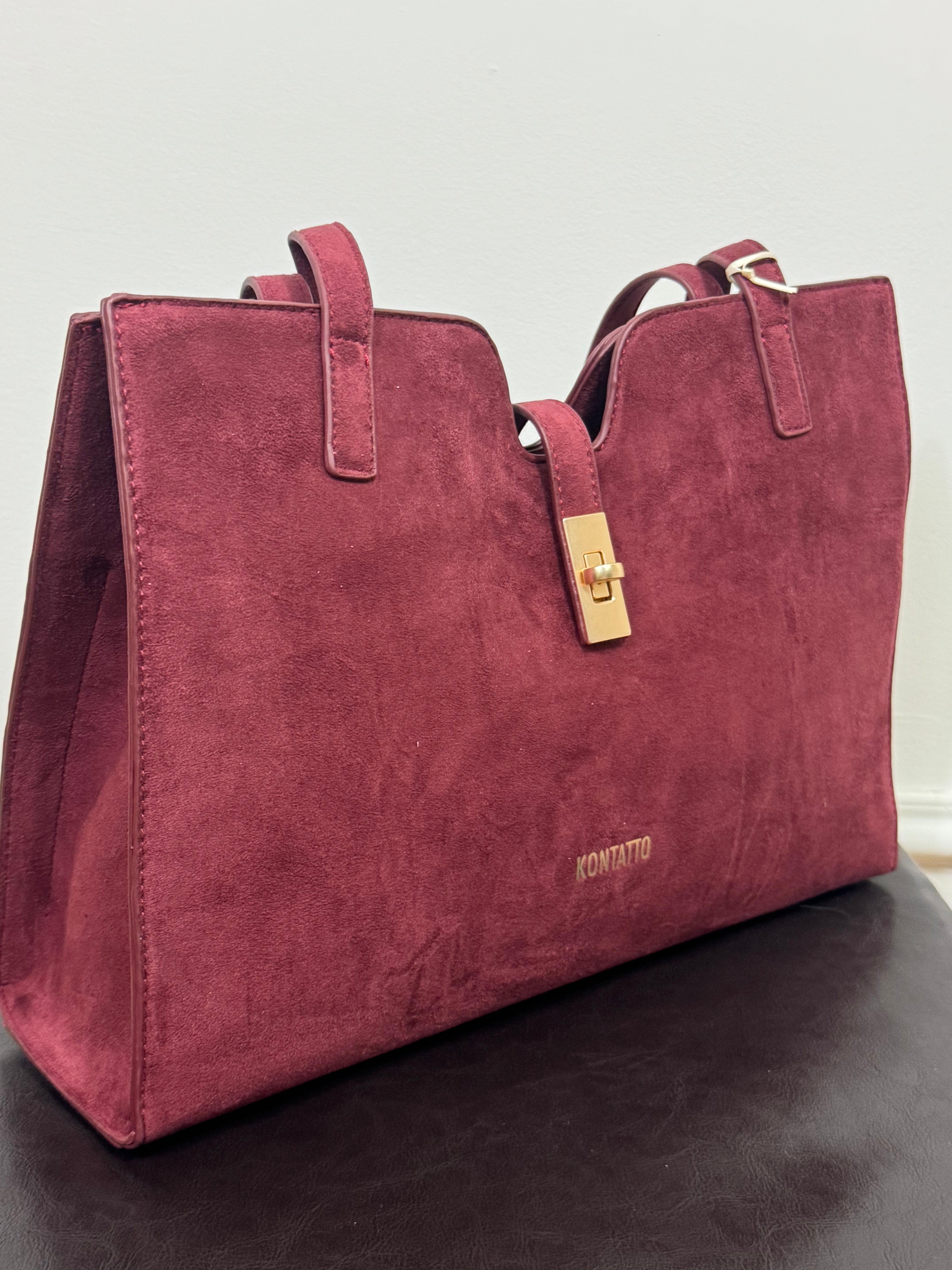 Borsa scamosciata Kontatto SHOPPER 3 SCOMPARTI CON GANCETTO