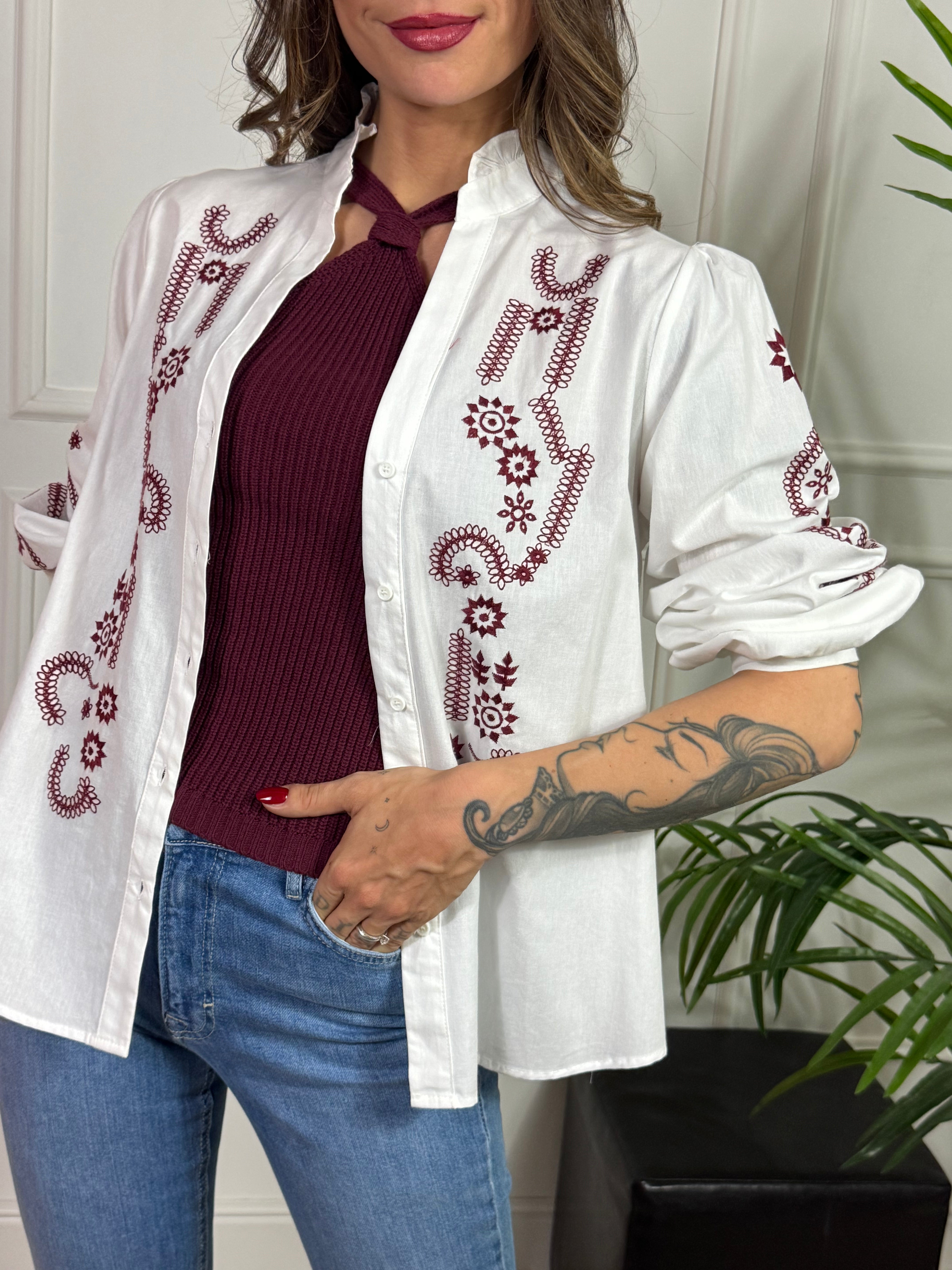 CAMICIA Kontatto RICAMI BORDEAUX