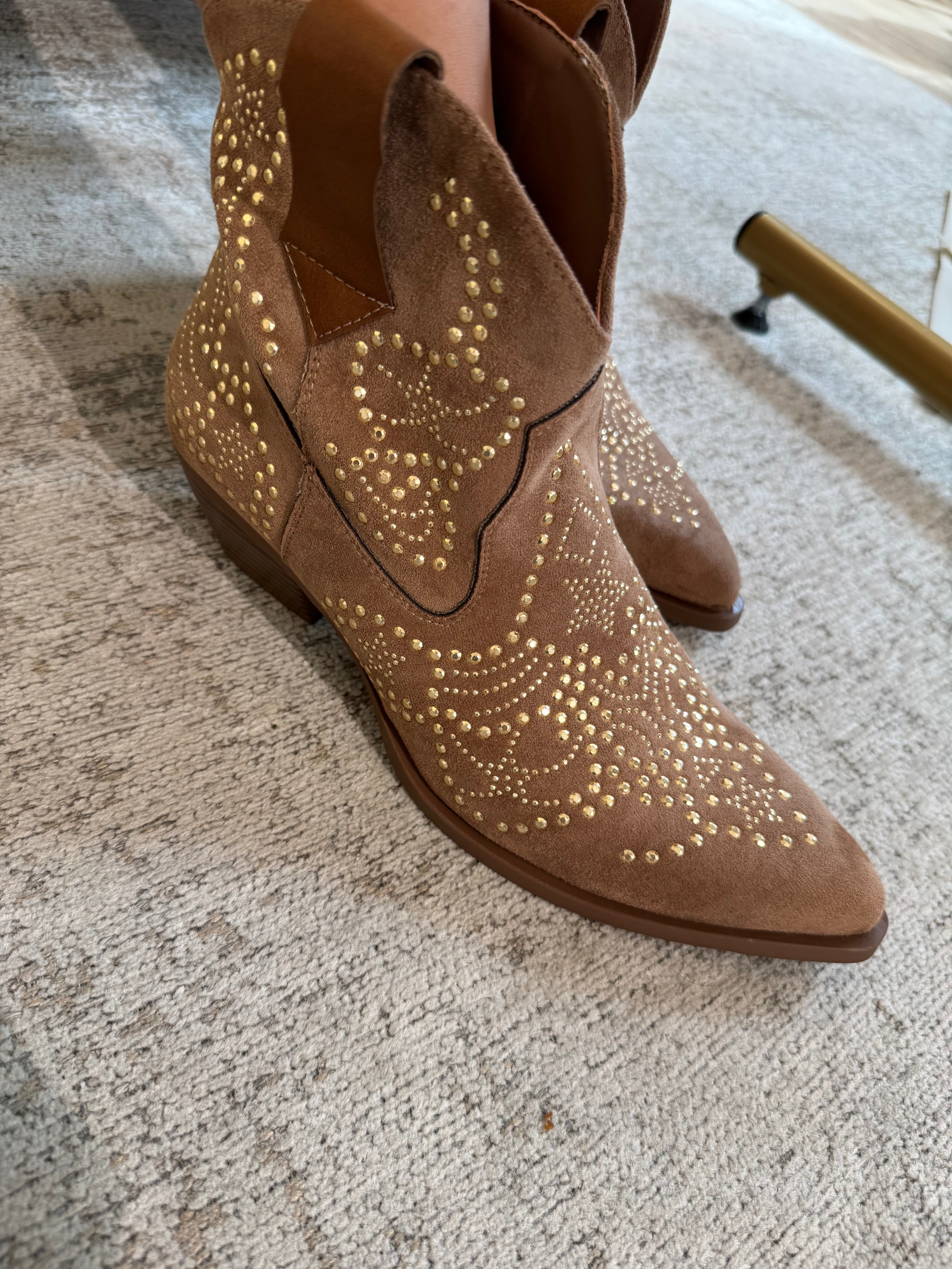 Stivaletto texano basso scamosciato con STRASS