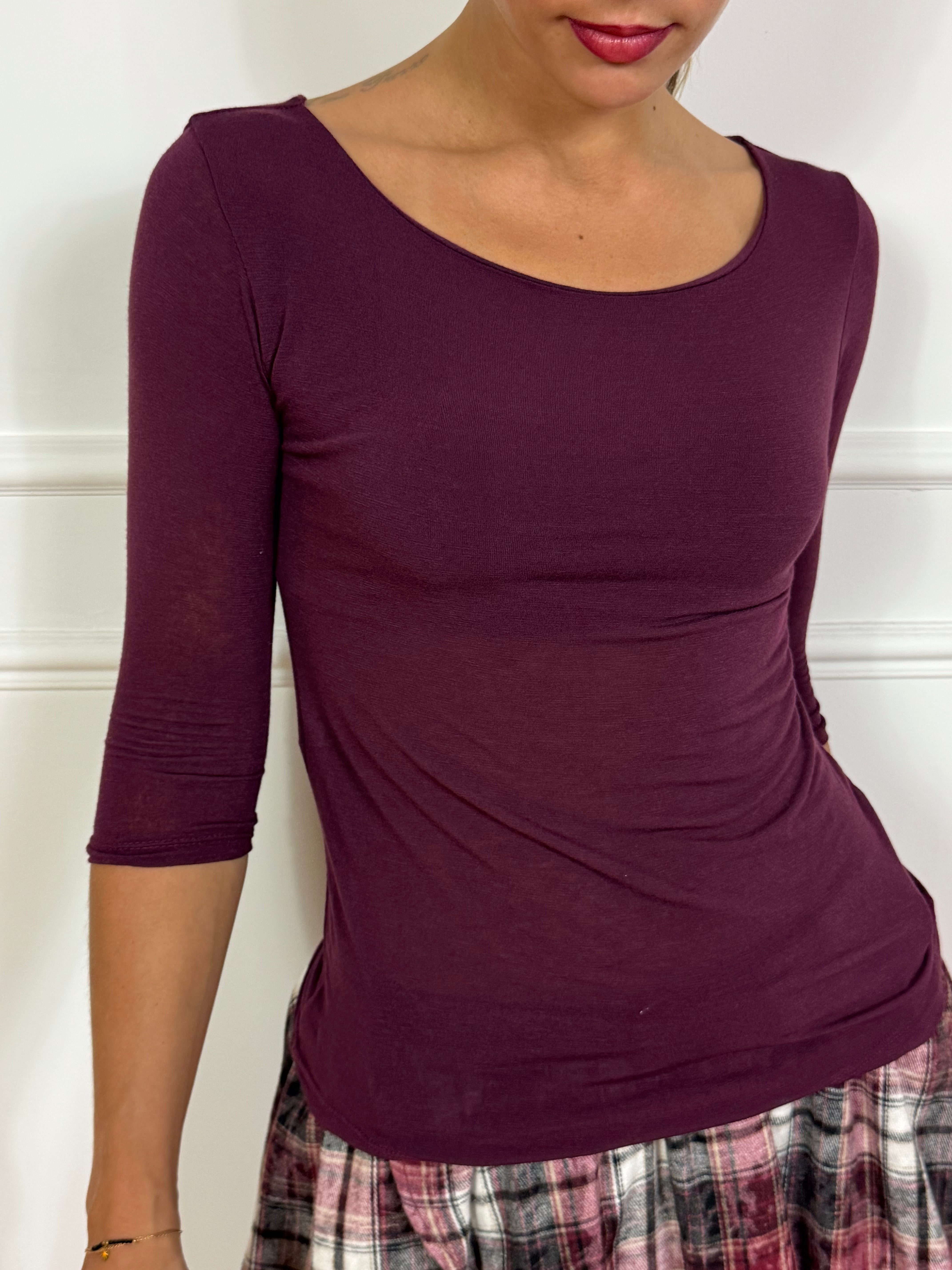 Maglia misto cashmere Kikisix manica tre quarti scollo barchetta