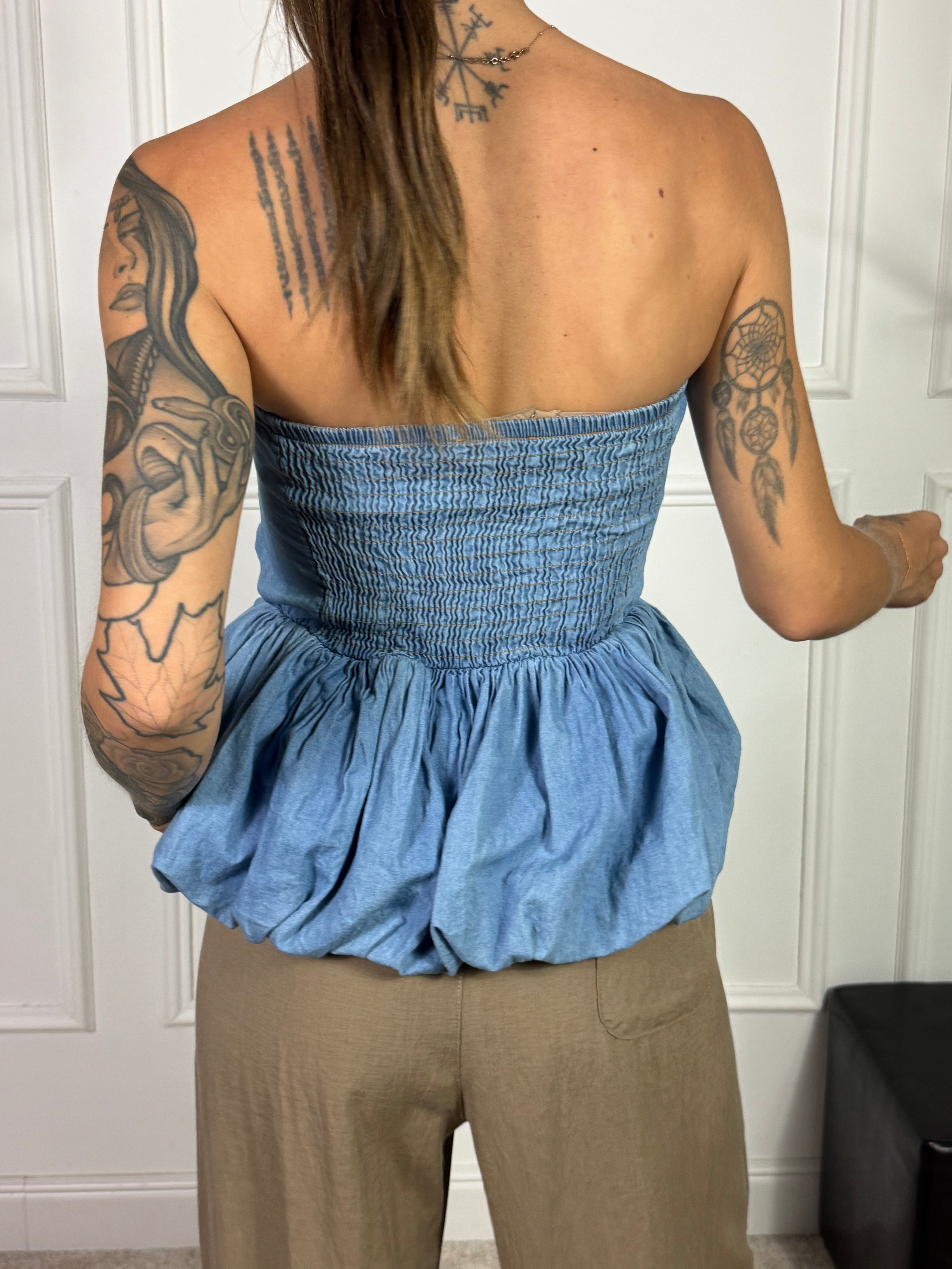 TOP A FASCIA Kikisix ballon chambray