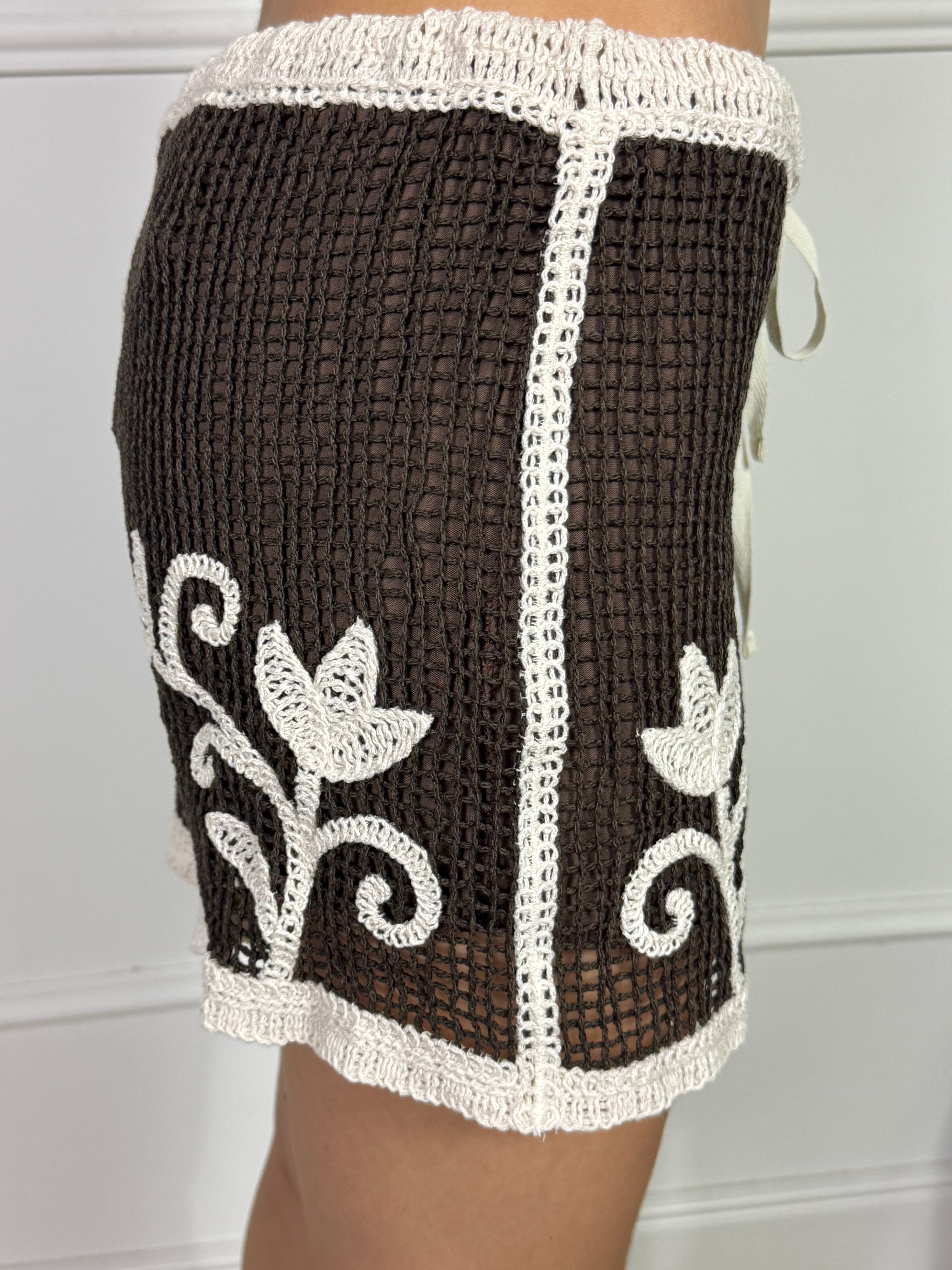 Shorts traforato Kikisix MORO RICAMO PANNA