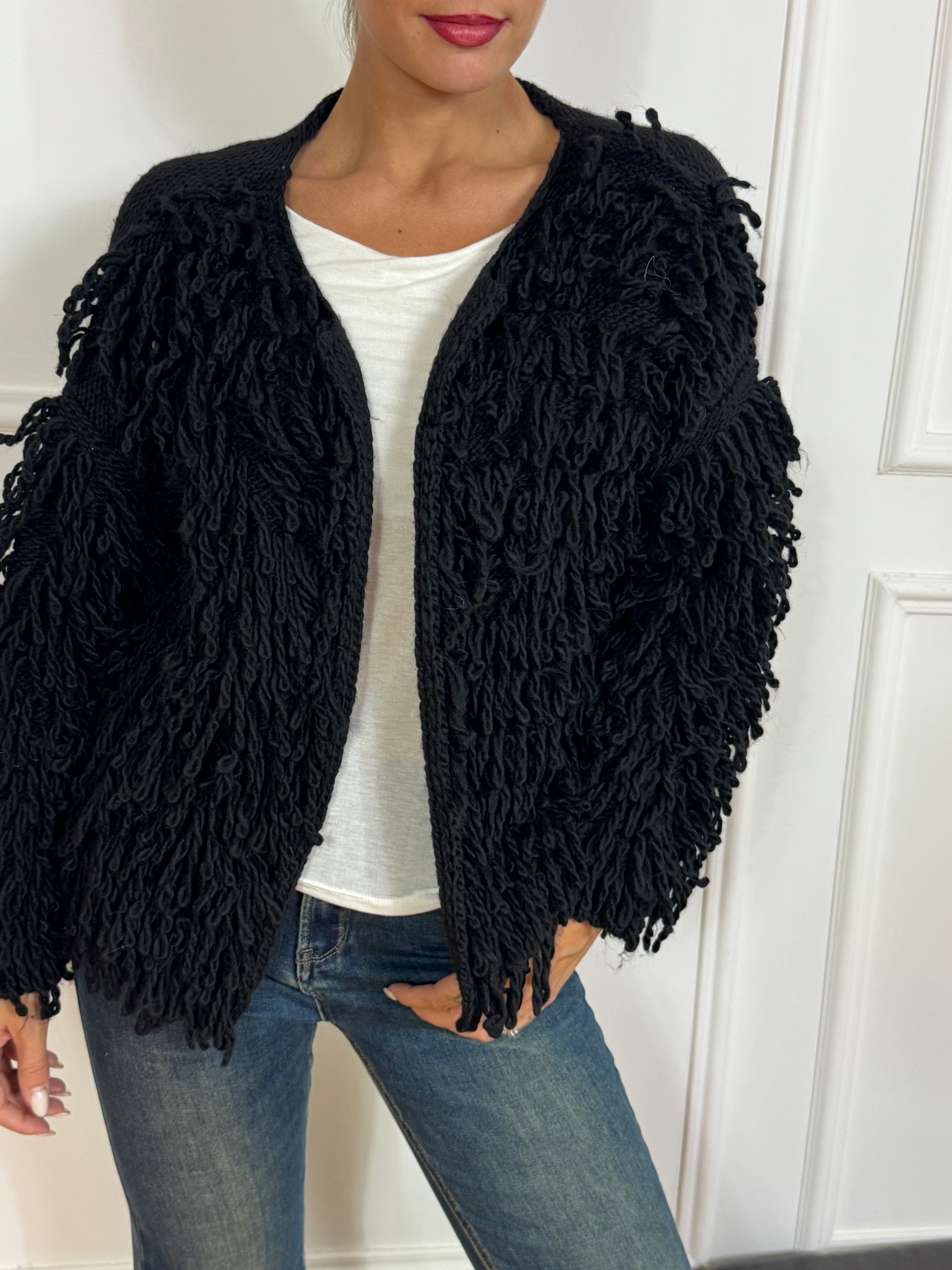 CARDIGAN senza bottoni Kikisix punto pelliccia