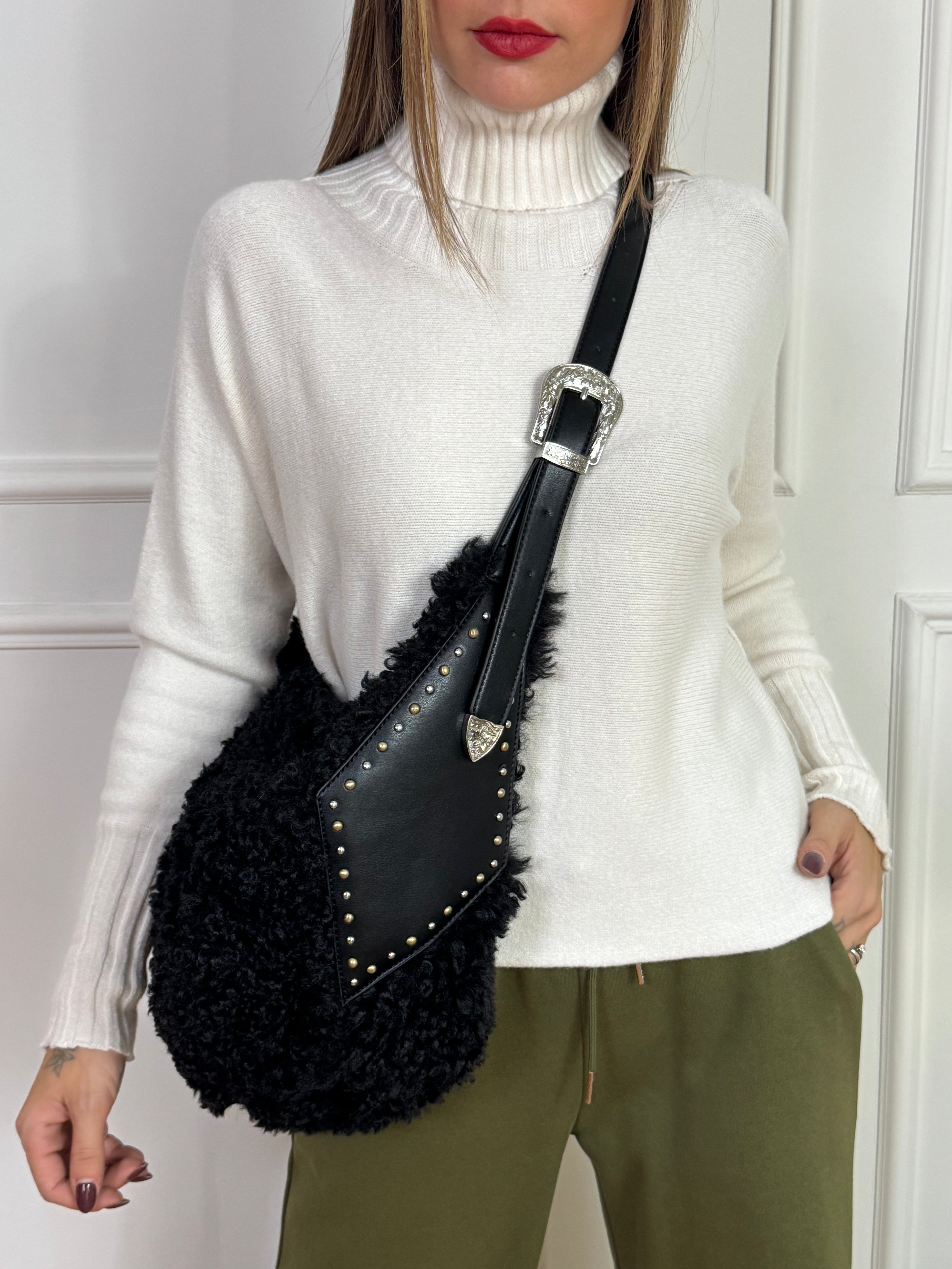 Borsa Philia Loft tessuto bouclè dettagli ecopelle