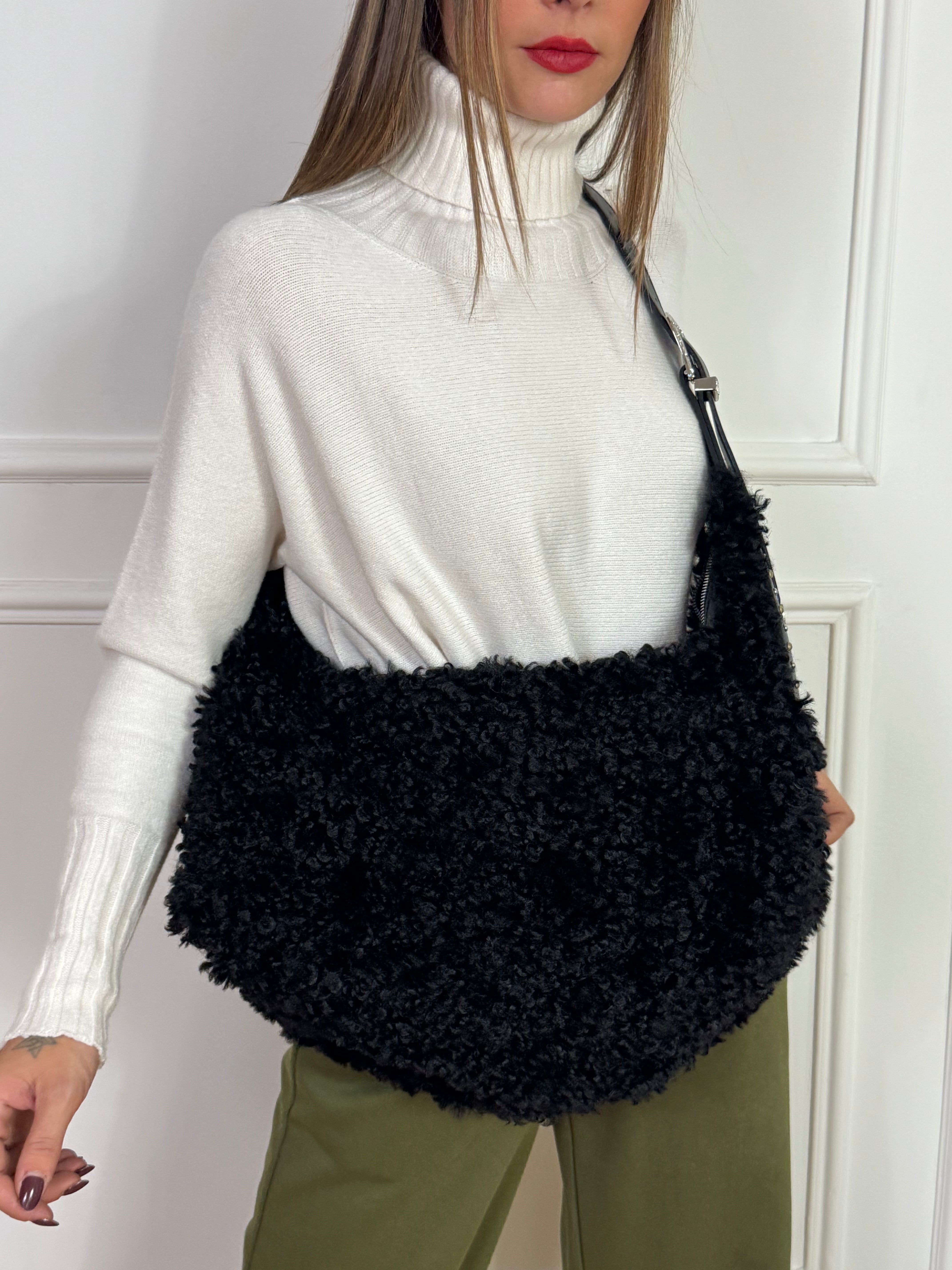 Borsa Philia Loft tessuto bouclè dettagli ecopelle