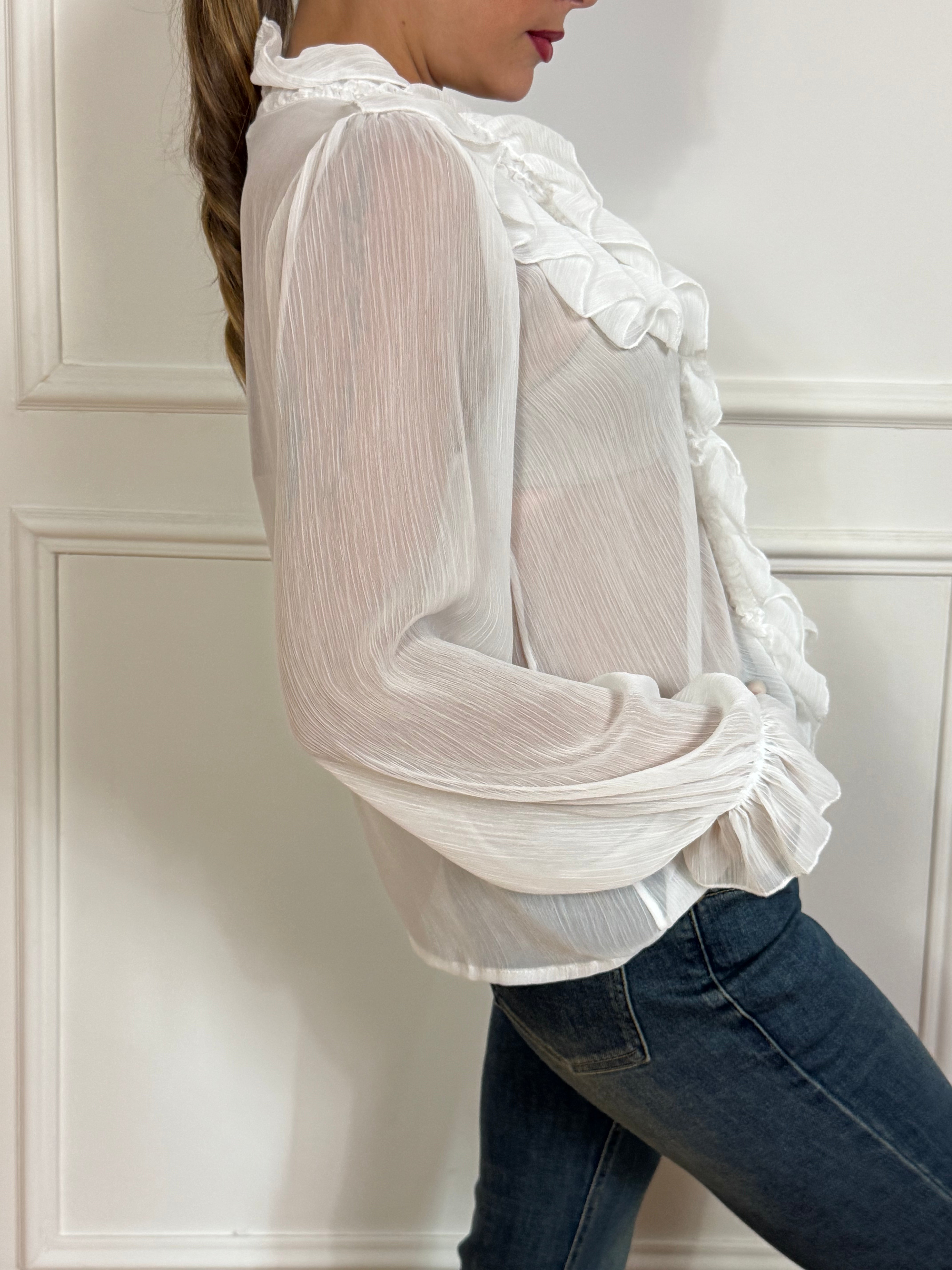 Blusa con doppia rouches davanti Kikisix