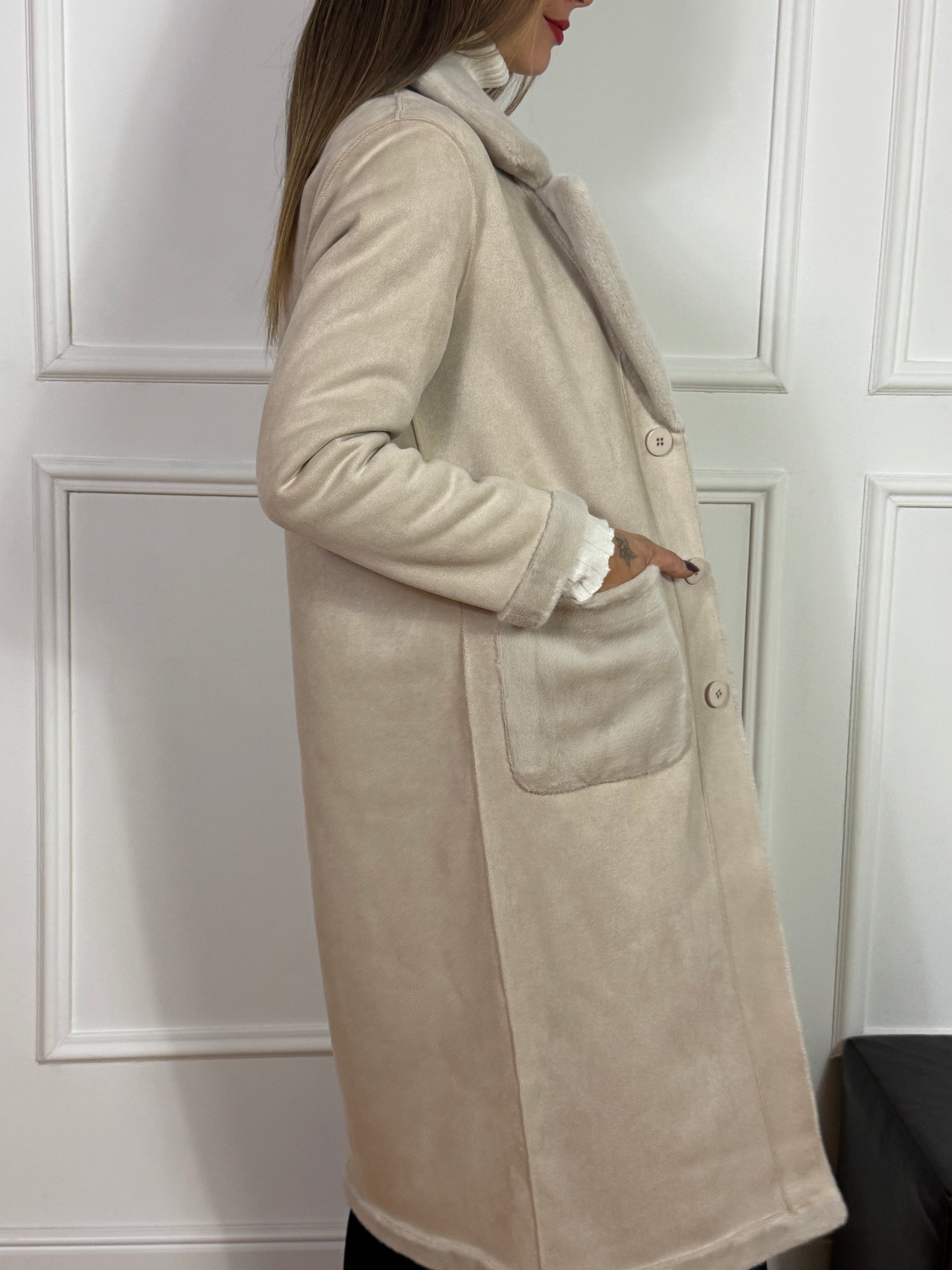 CAPPOTTO LUNGO Ragno REVERSIBILE ECODAINETTO - ECOPELLICCIA