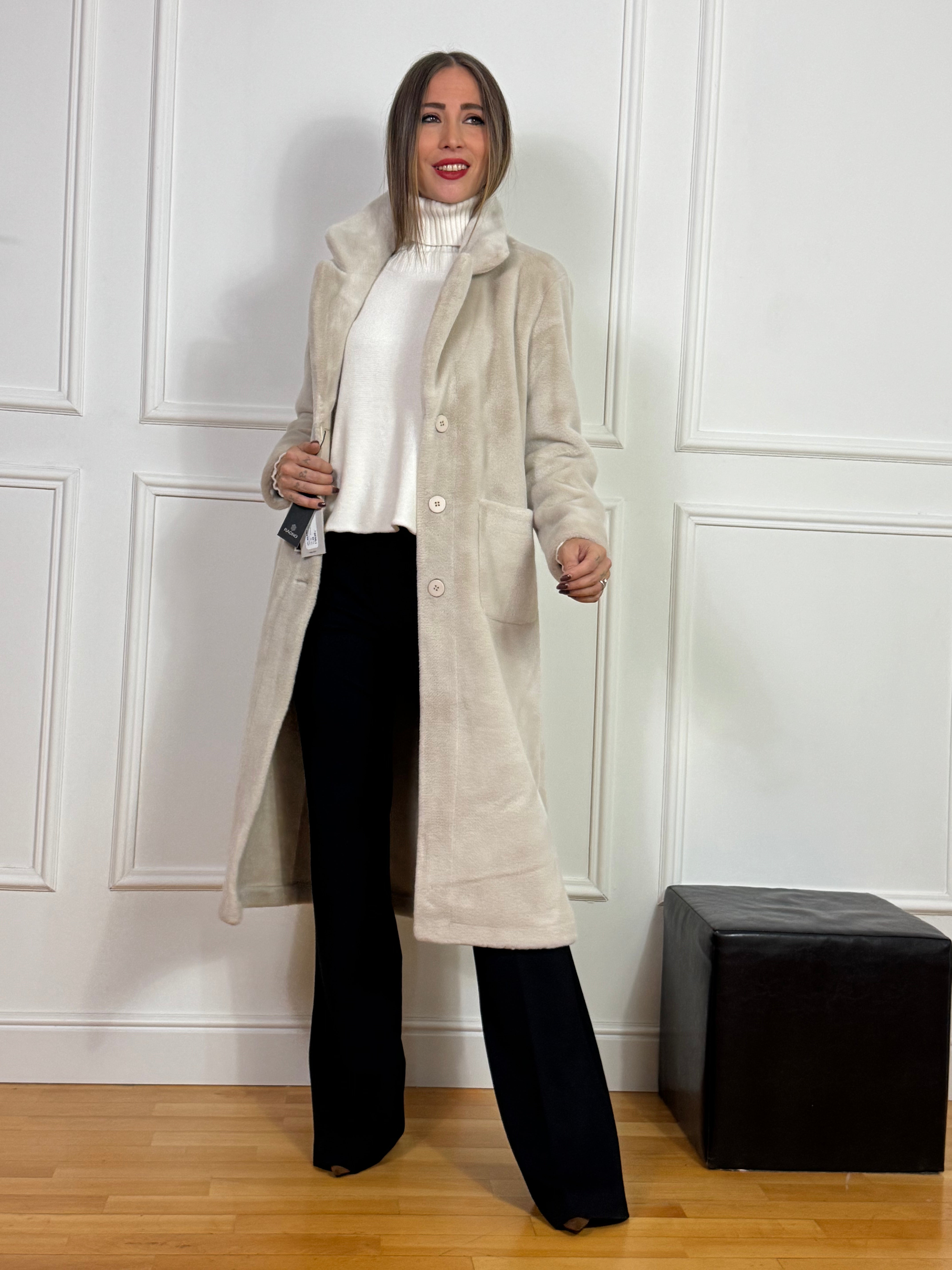 CAPPOTTO LUNGO Ragno REVERSIBILE ECODAINETTO - ECOPELLICCIA