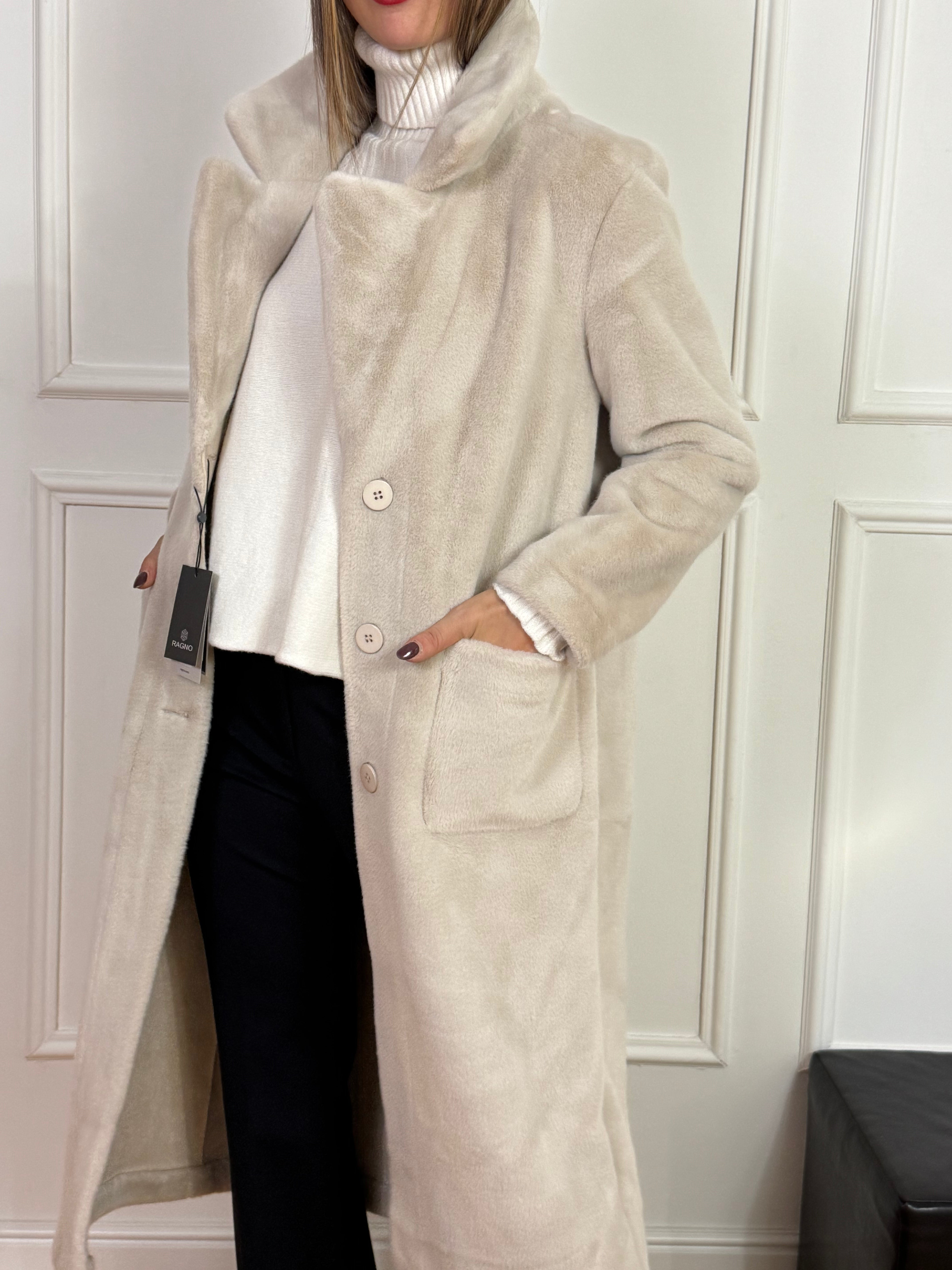 CAPPOTTO LUNGO Ragno REVERSIBILE ECODAINETTO - ECOPELLICCIA