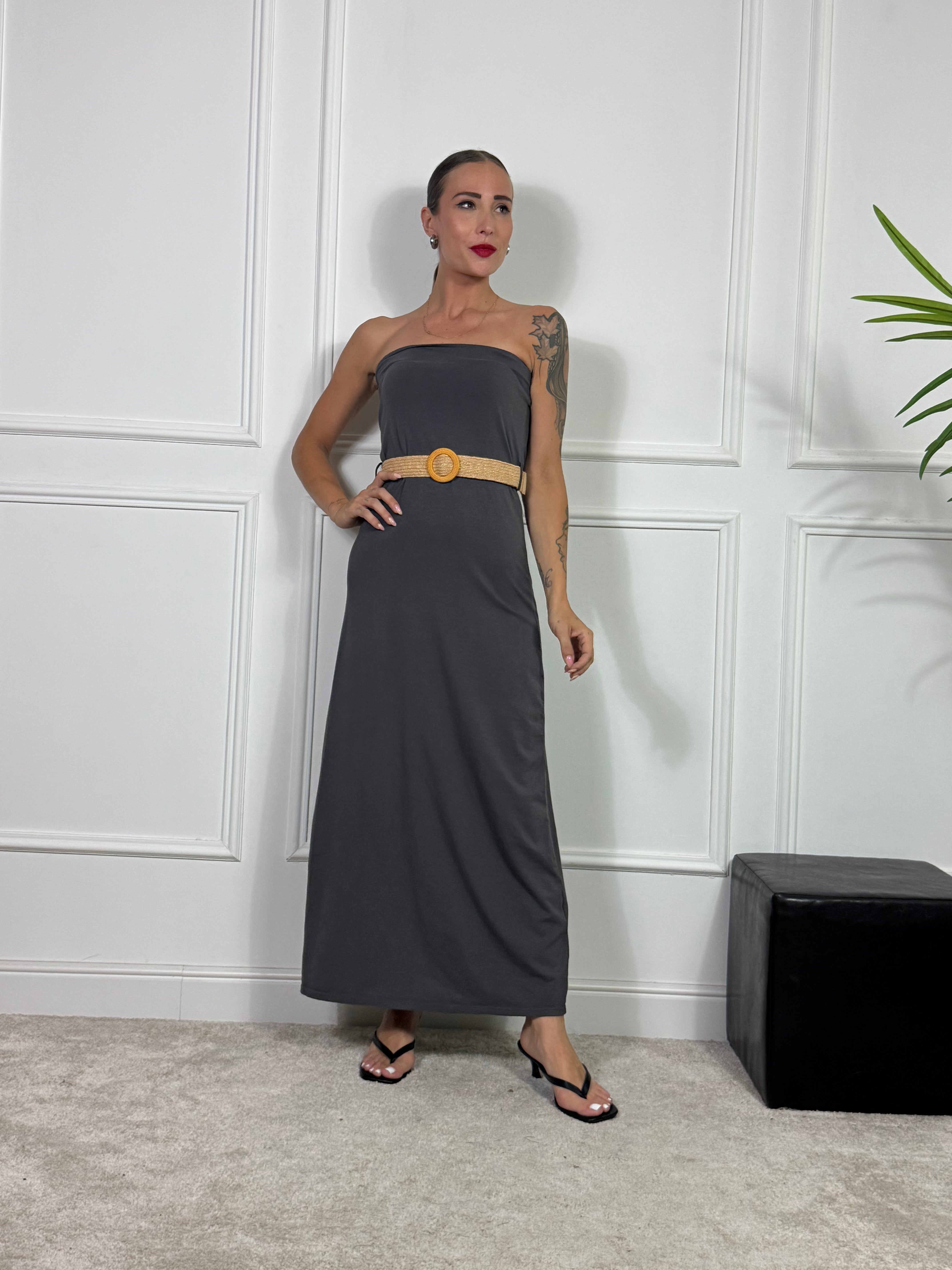 ABITO A FASCIA TUBINO Victoria ILMH in cotone elasticizzato con cintura