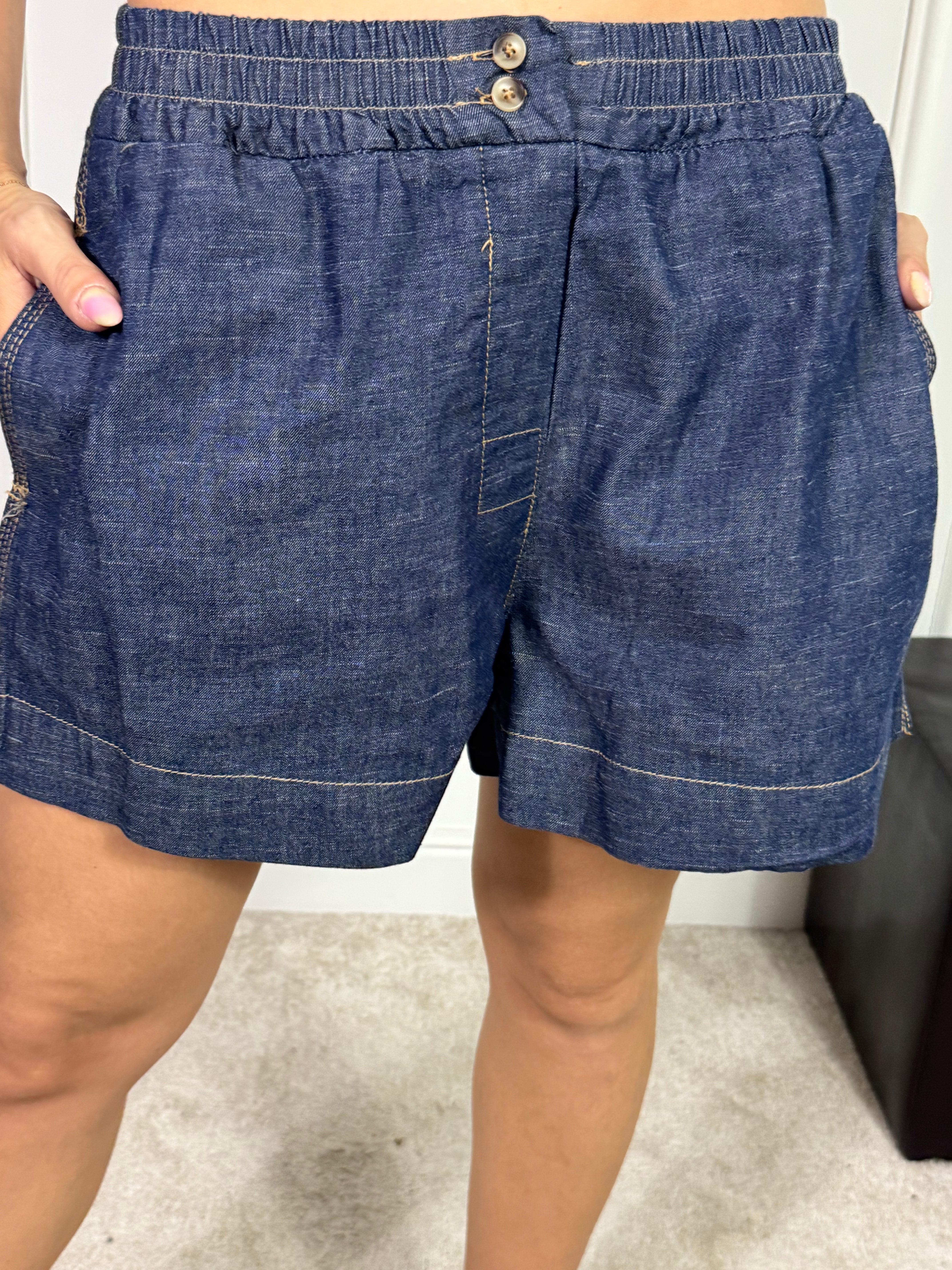 PANTALONCINO CORTO Victoria ILMH in cotone jeans scuro