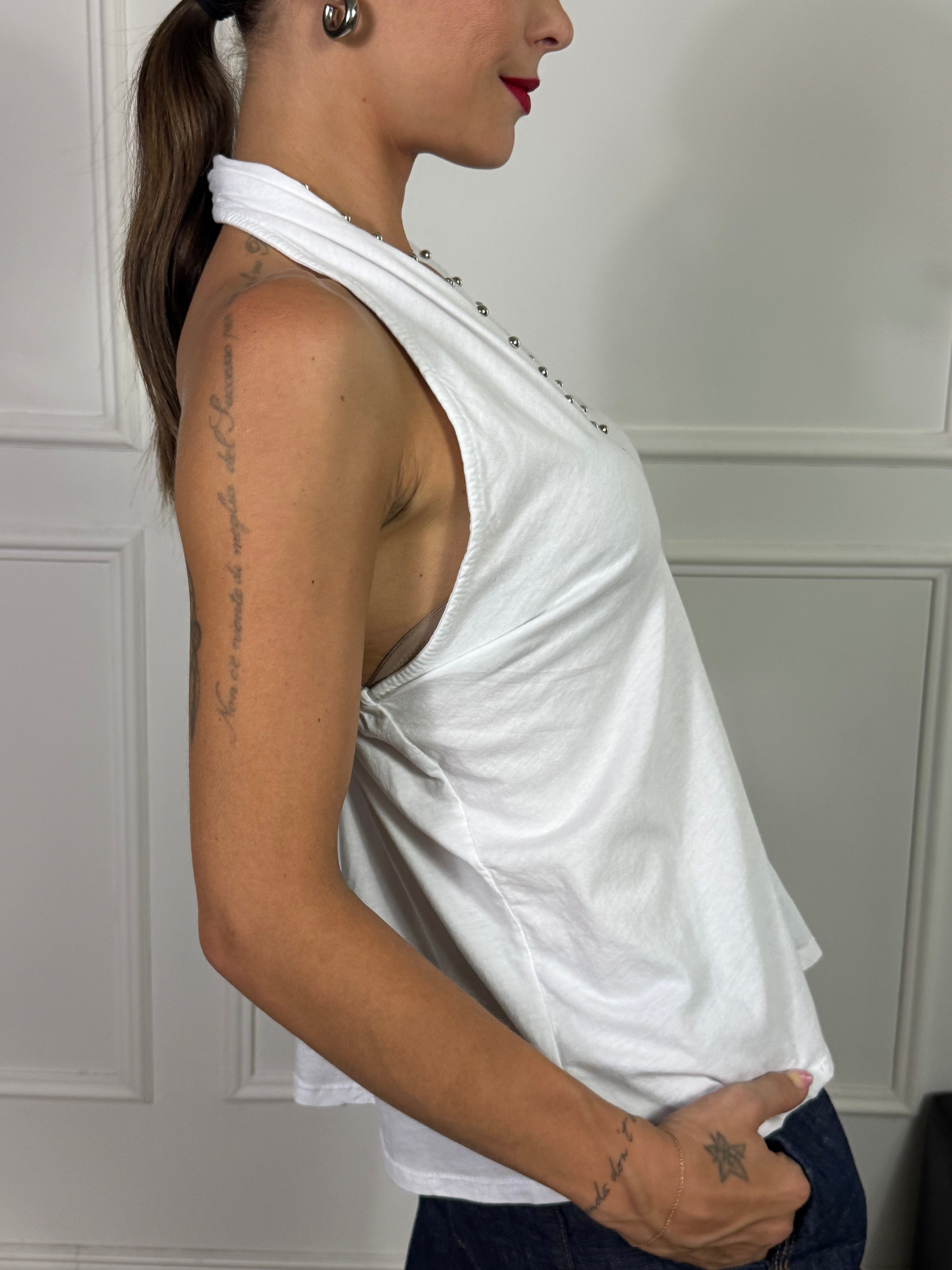 Top canotta Victoria ILMH goccia con borchie tonde