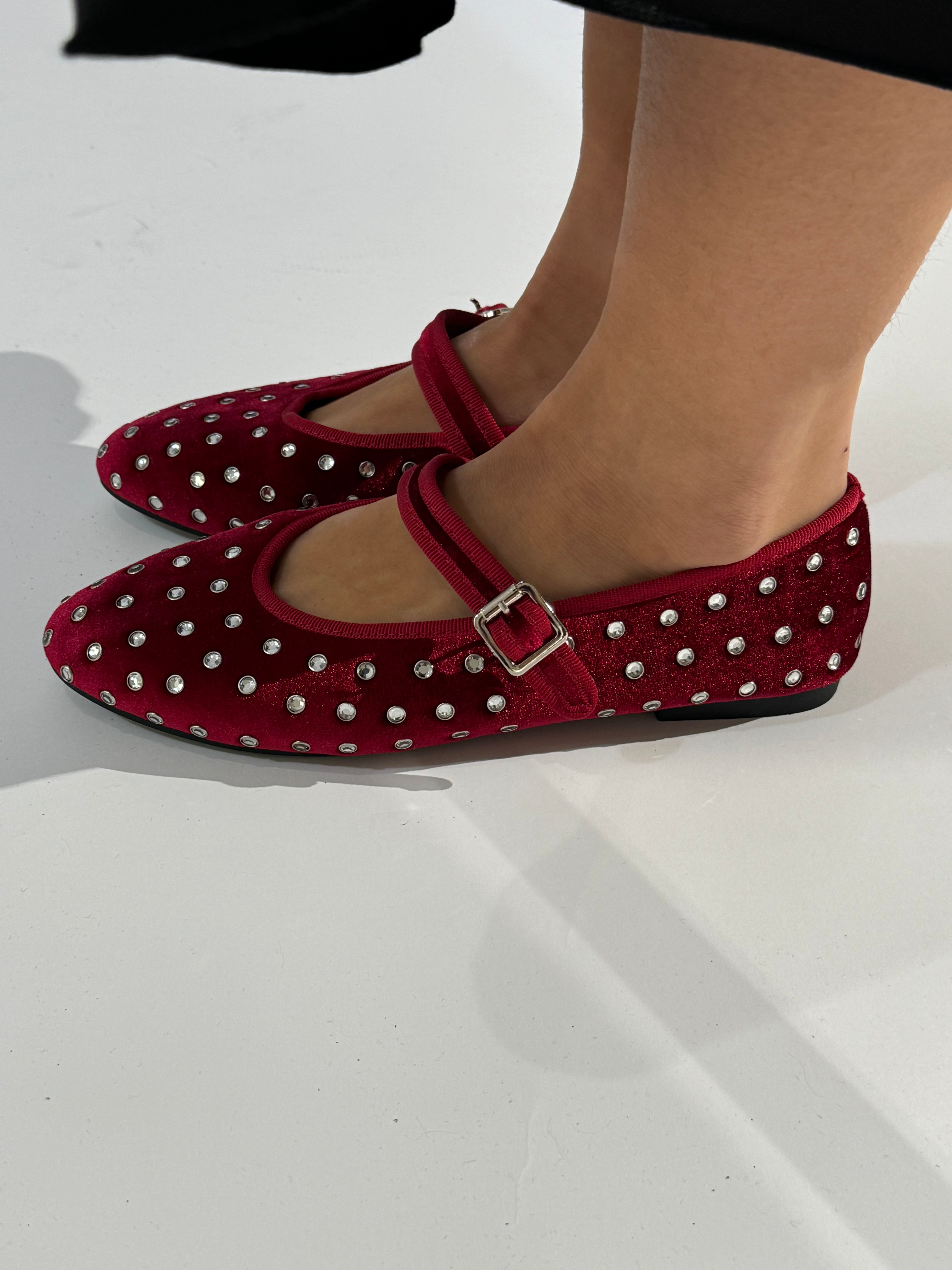 Ballerine in velluto con strass