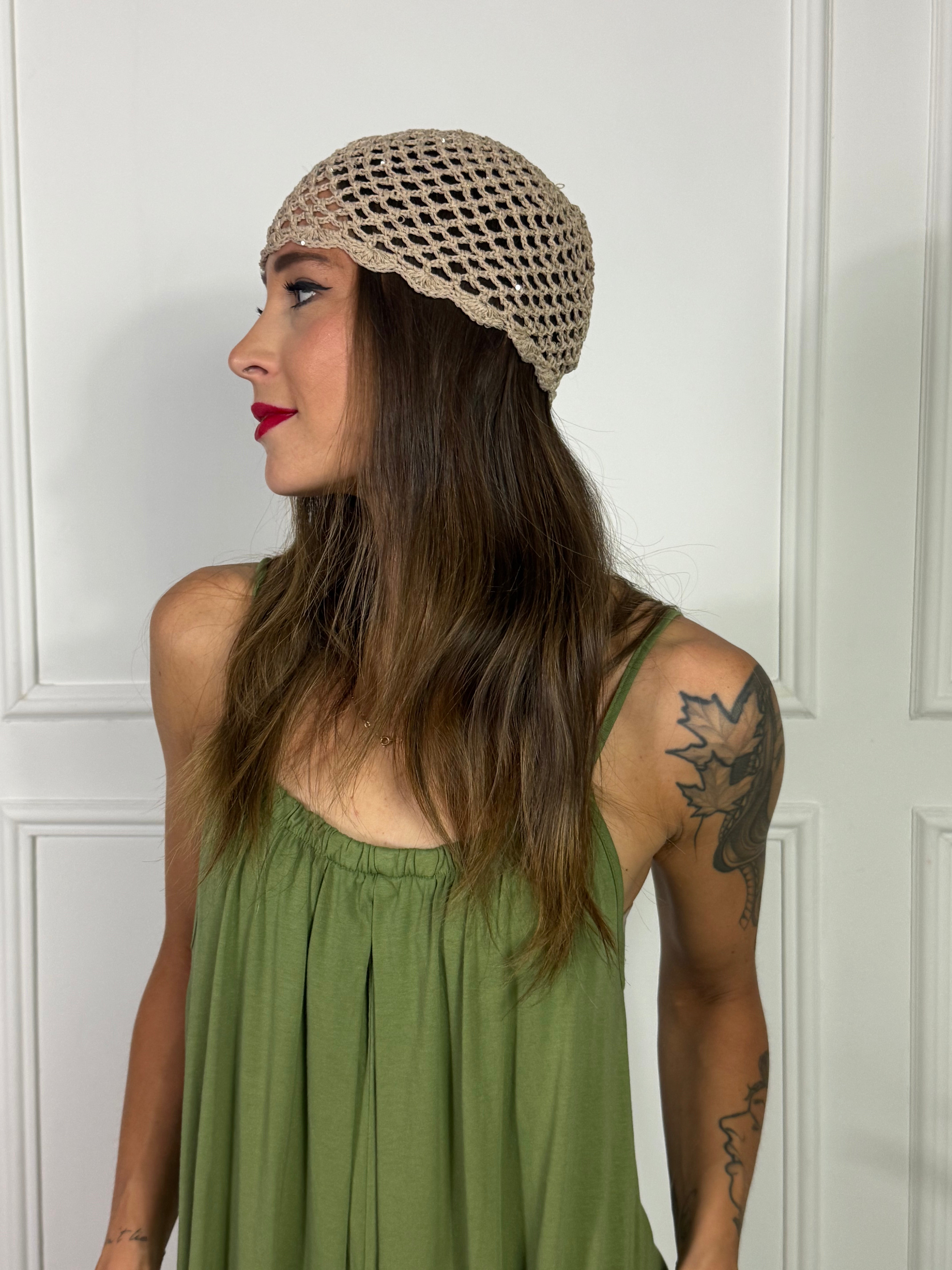 Cuffia crochet con punti luce