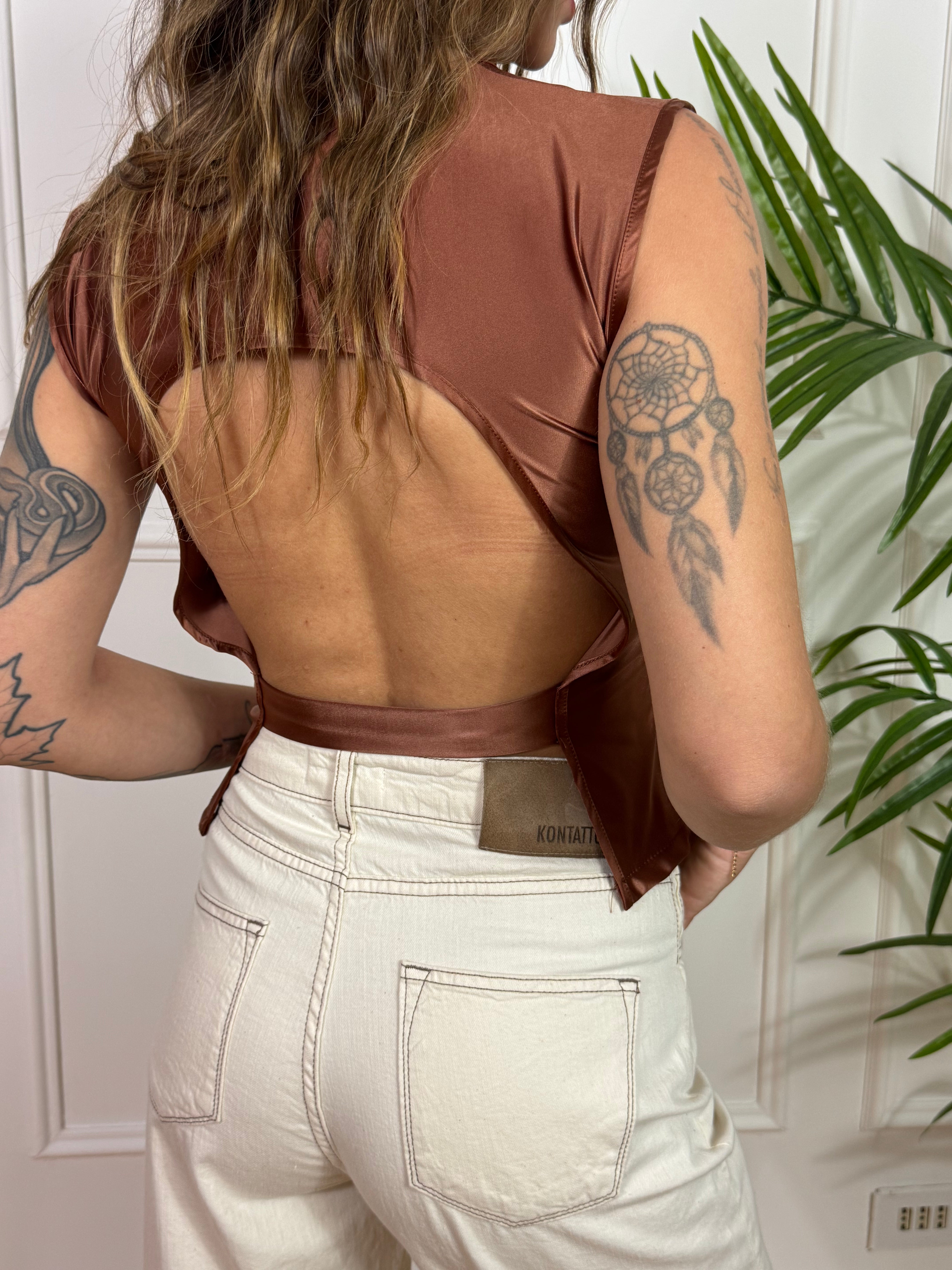 Top in raso Kontatto SCOLLO SCHIENA