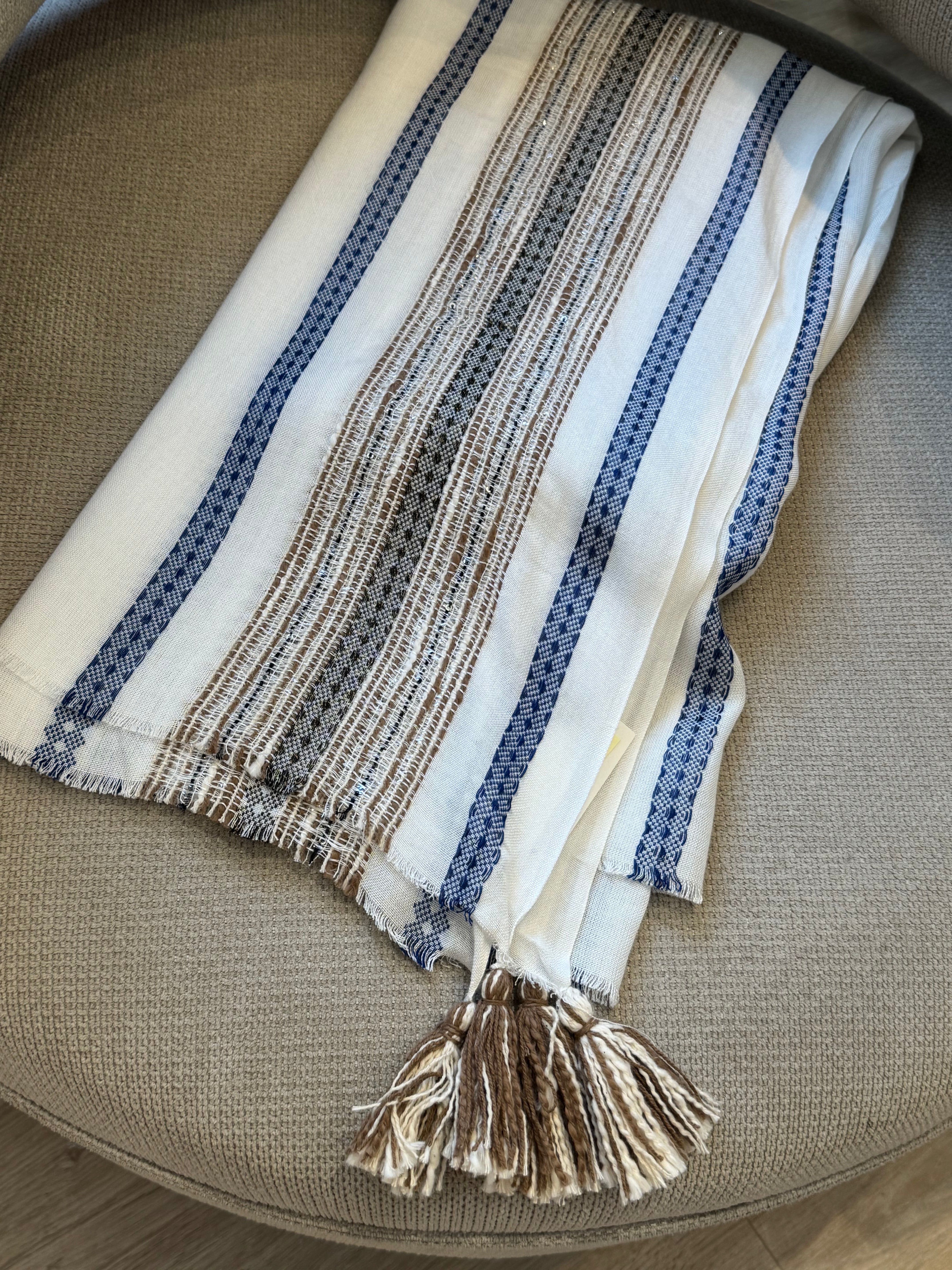 Stola pareo Susy Mix FORMENTERA - BLU ECRU' con NAPPINE