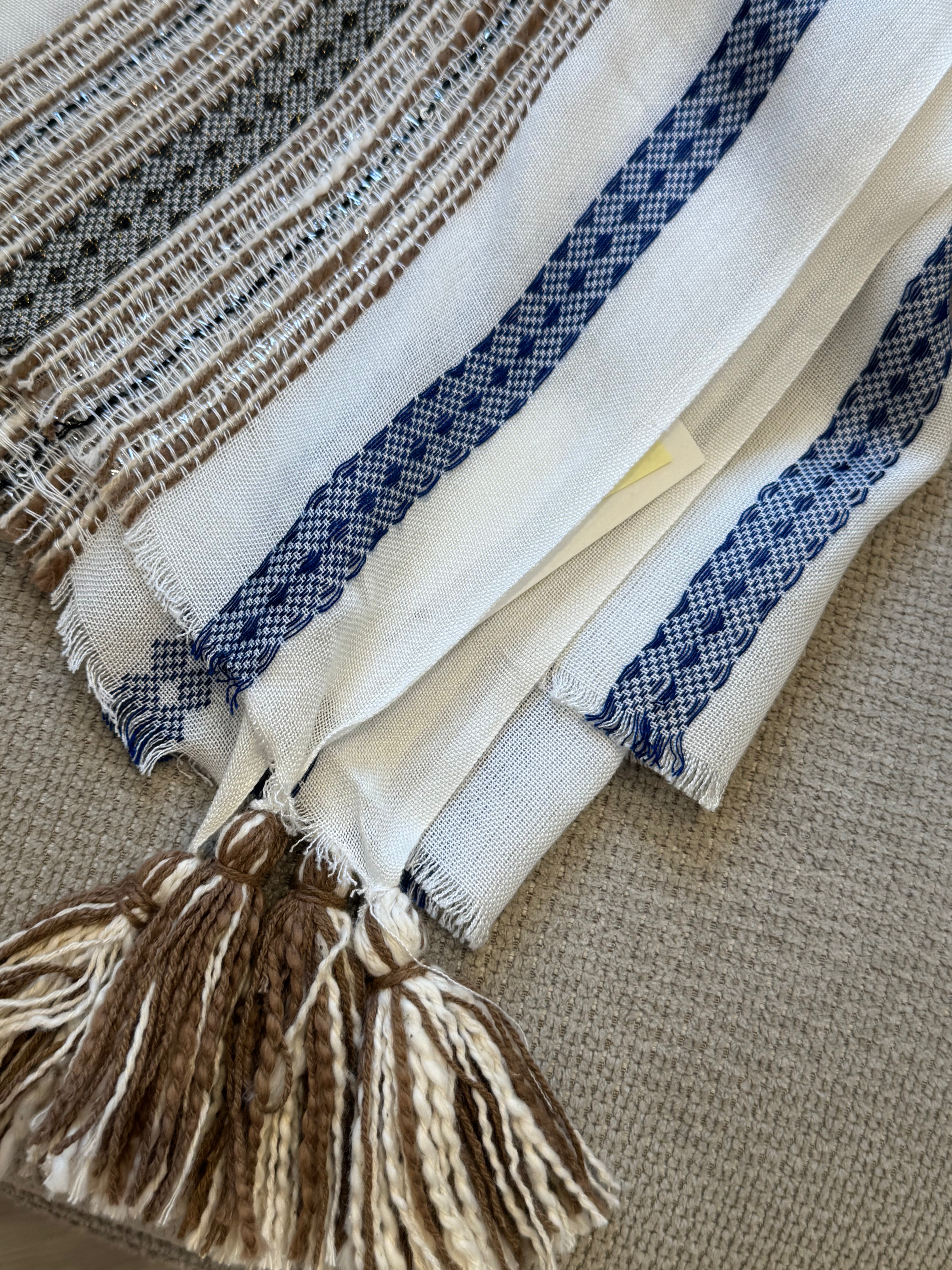Stola pareo Susy Mix FORMENTERA - BLU ECRU' con NAPPINE
