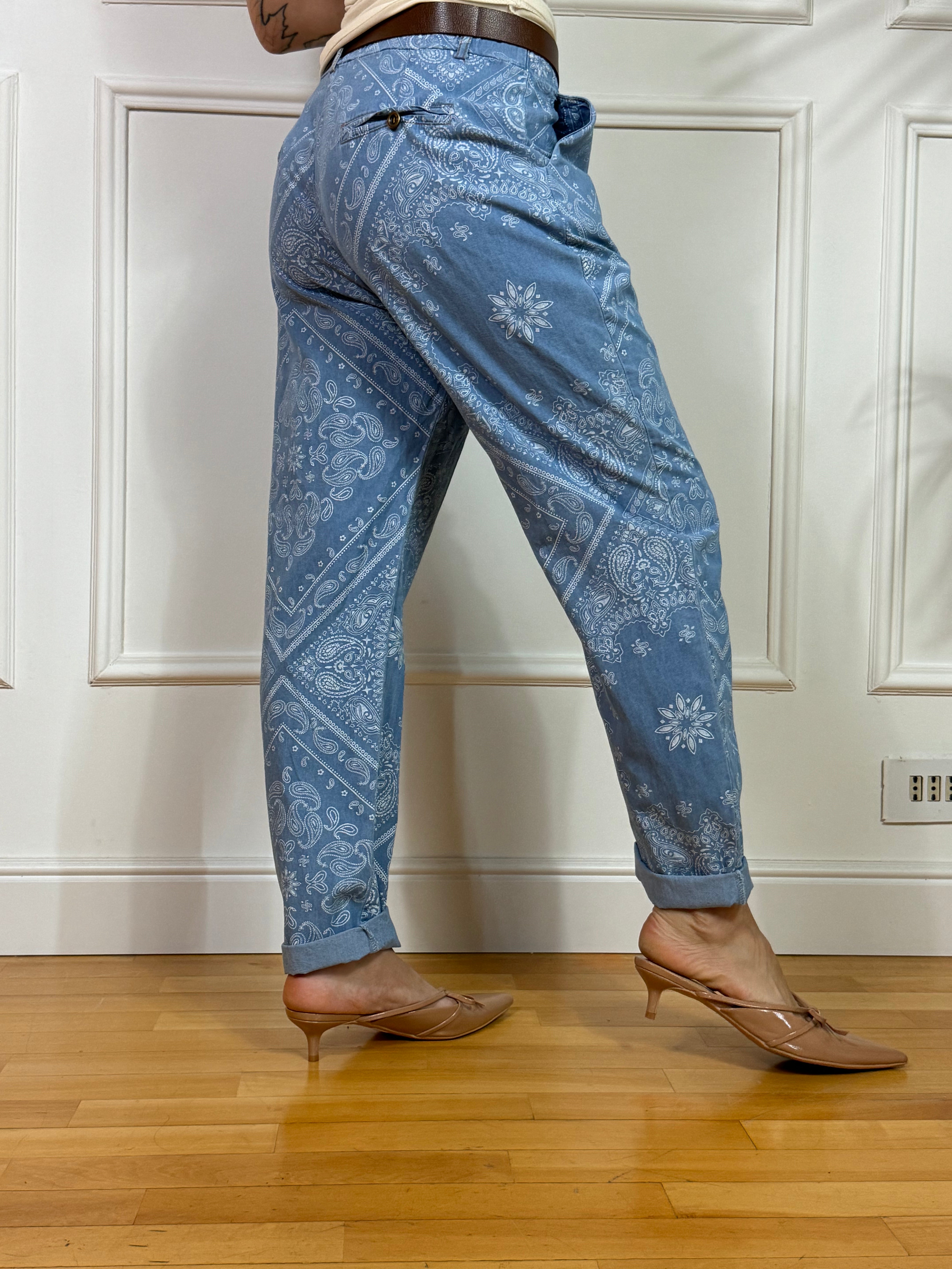 Pantalone a carota denim chambray Kikisix FANTASIA BANDANA