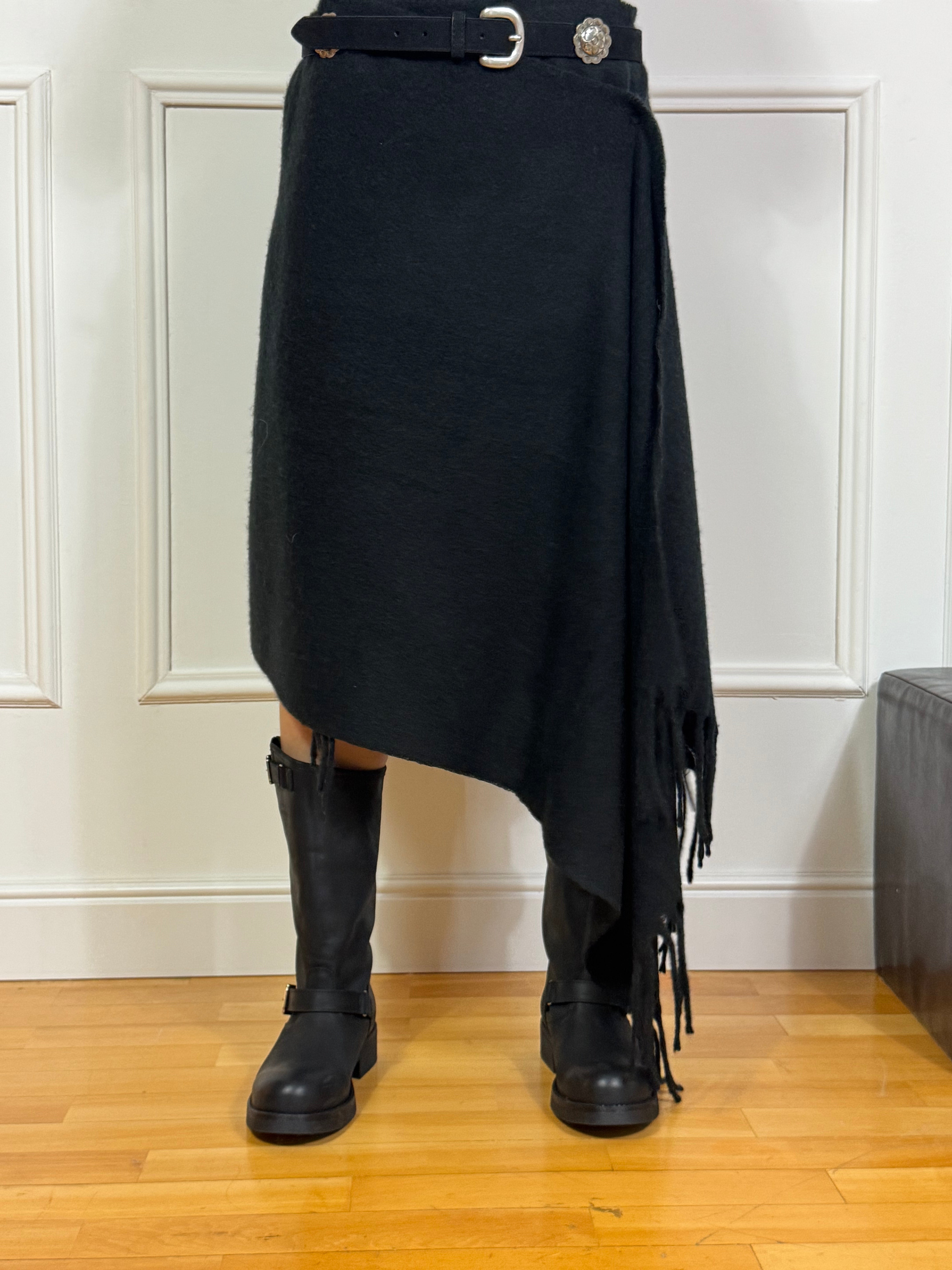 Gonna in pannetto con cintura e frange Tensione In