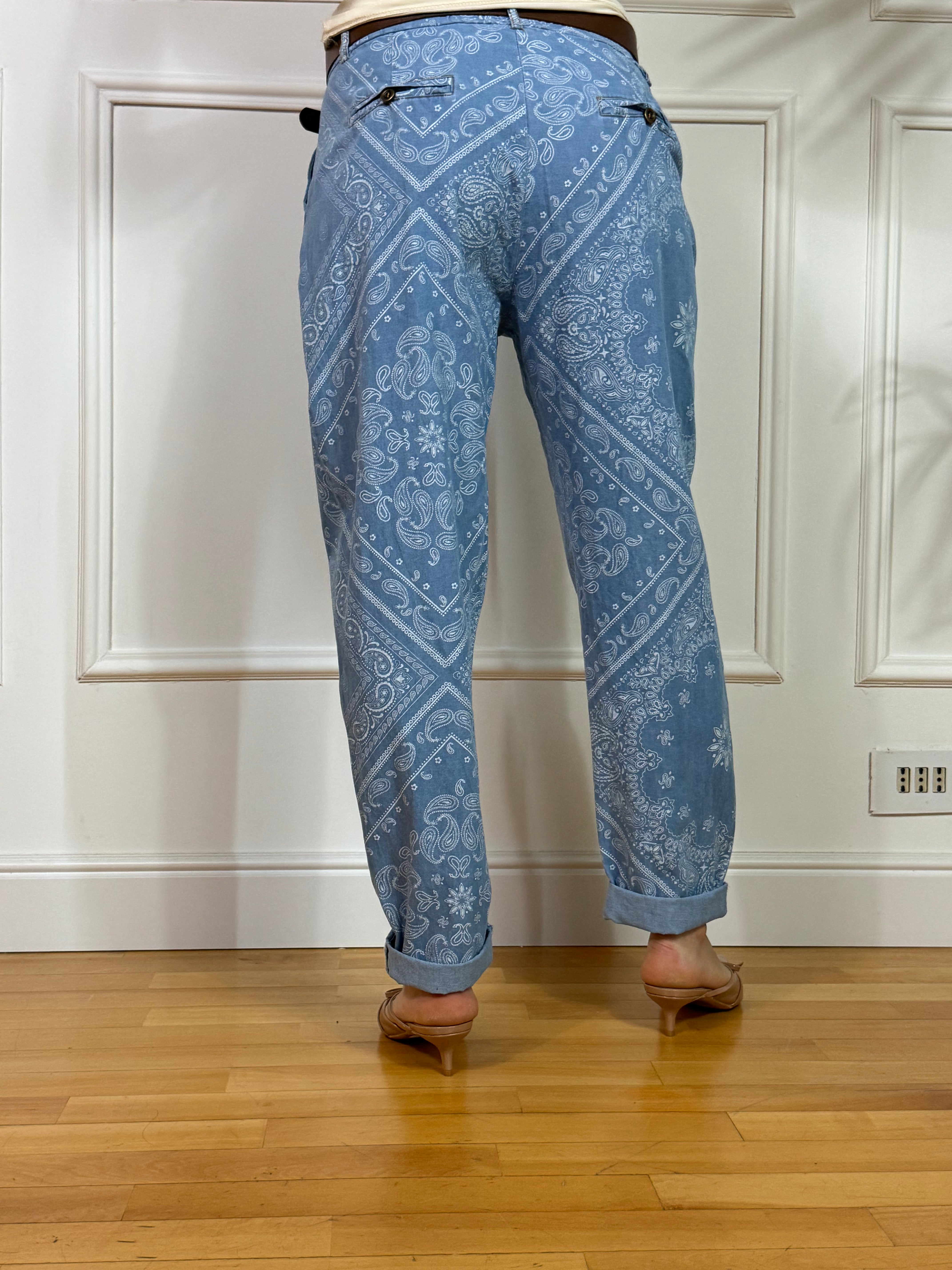 Pantalone a carota denim chambray Kikisix FANTASIA BANDANA
