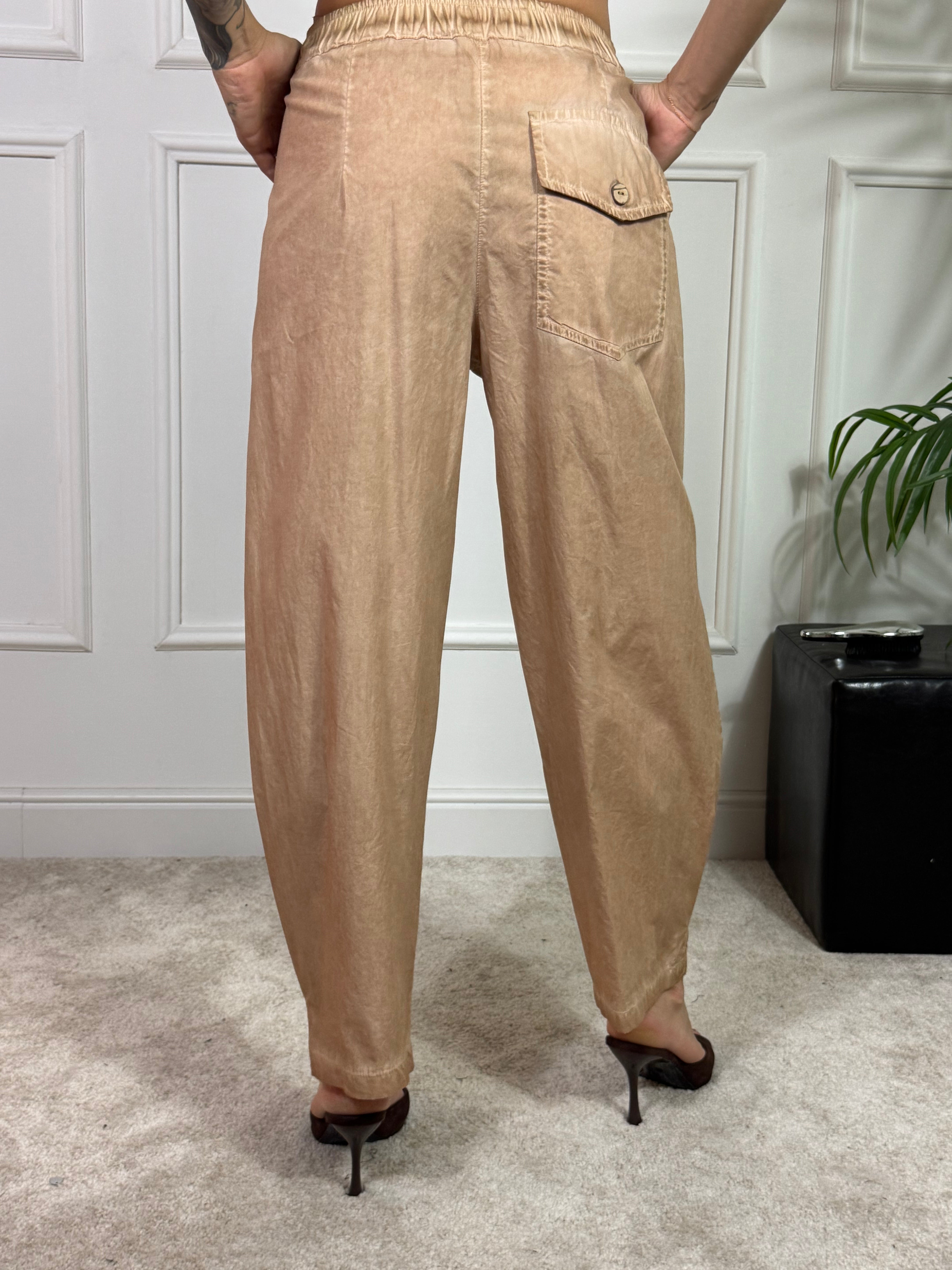 PANTALONE BARREL IN COTONE Have One EFFETTO VINTAGE - TASCA POSTERIORE