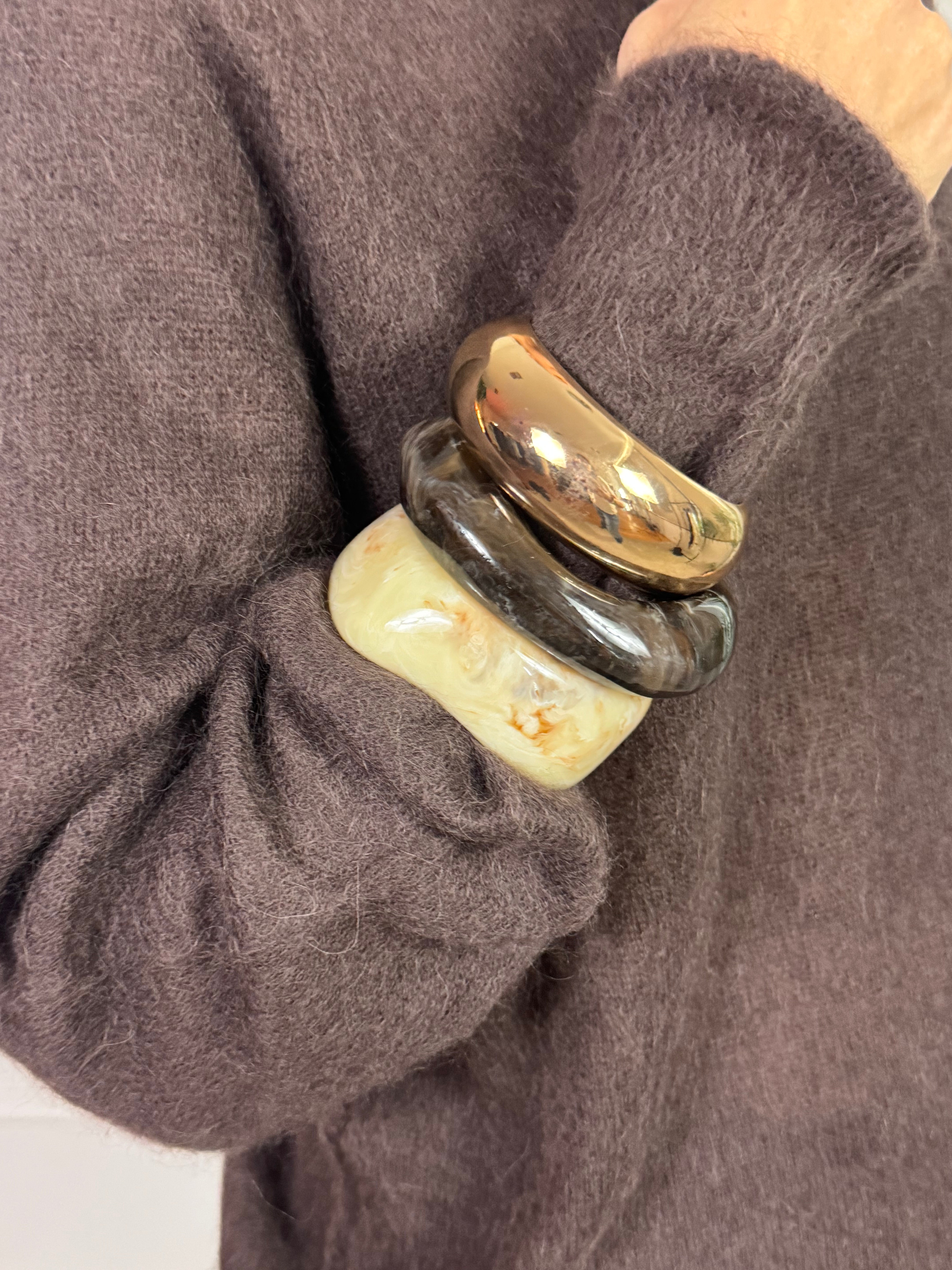 TRIS BRACCIALI AVORIO GRANDE - TESTA DI MORO - ORO