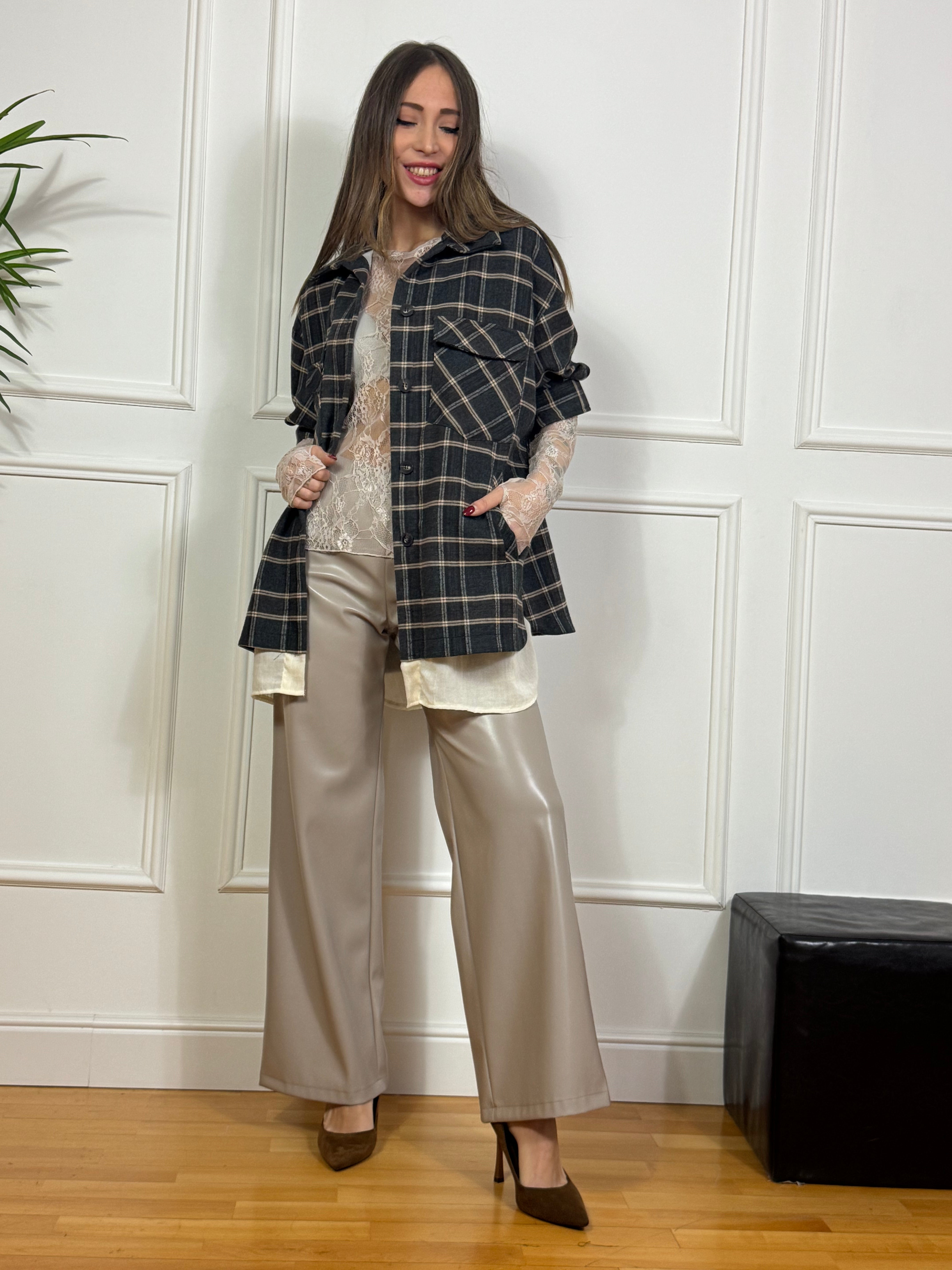 Camicia oversize Tensione In scozzese con tasche