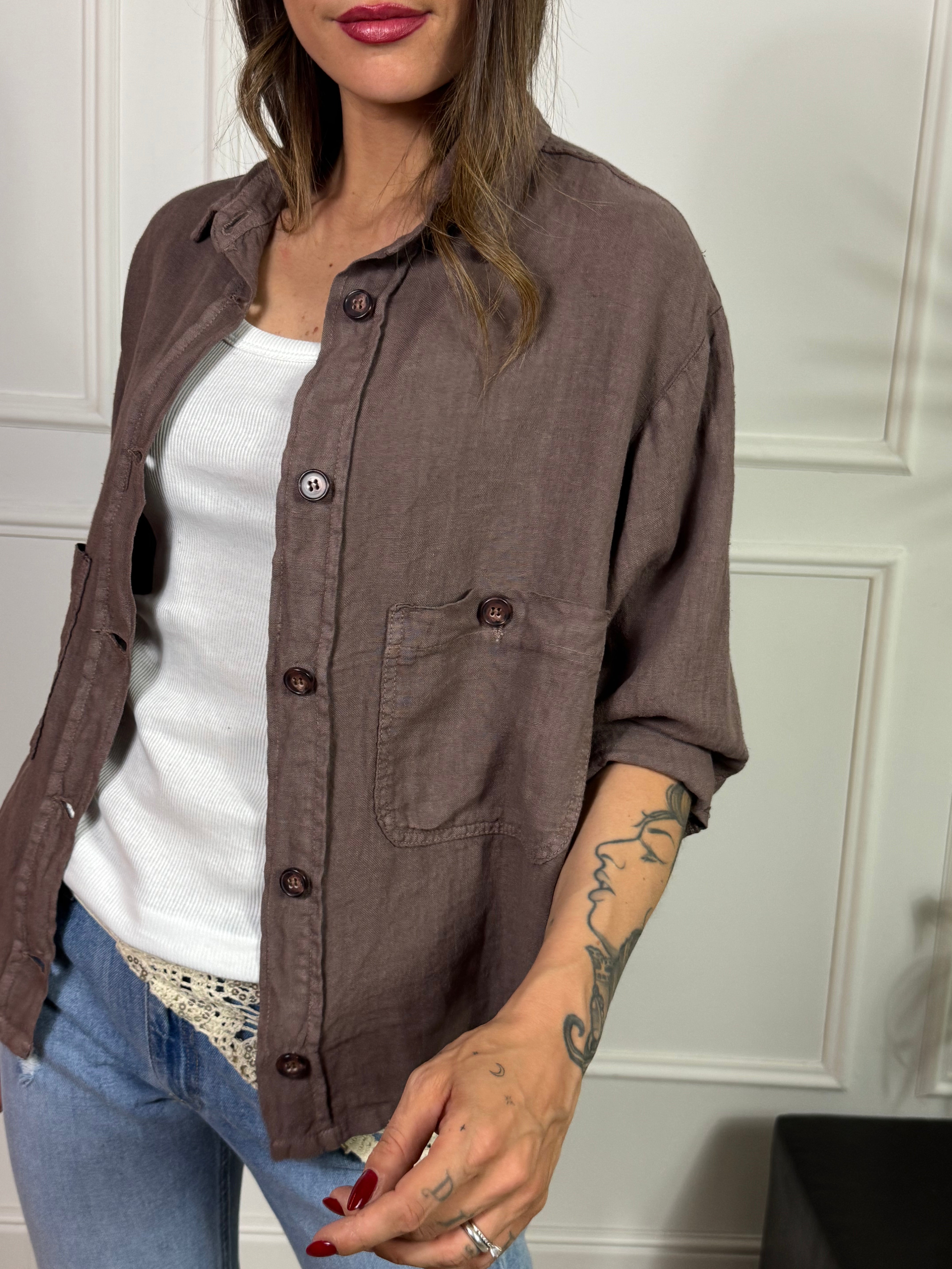Giacca / Camicia in lino Have One con TASCHINI