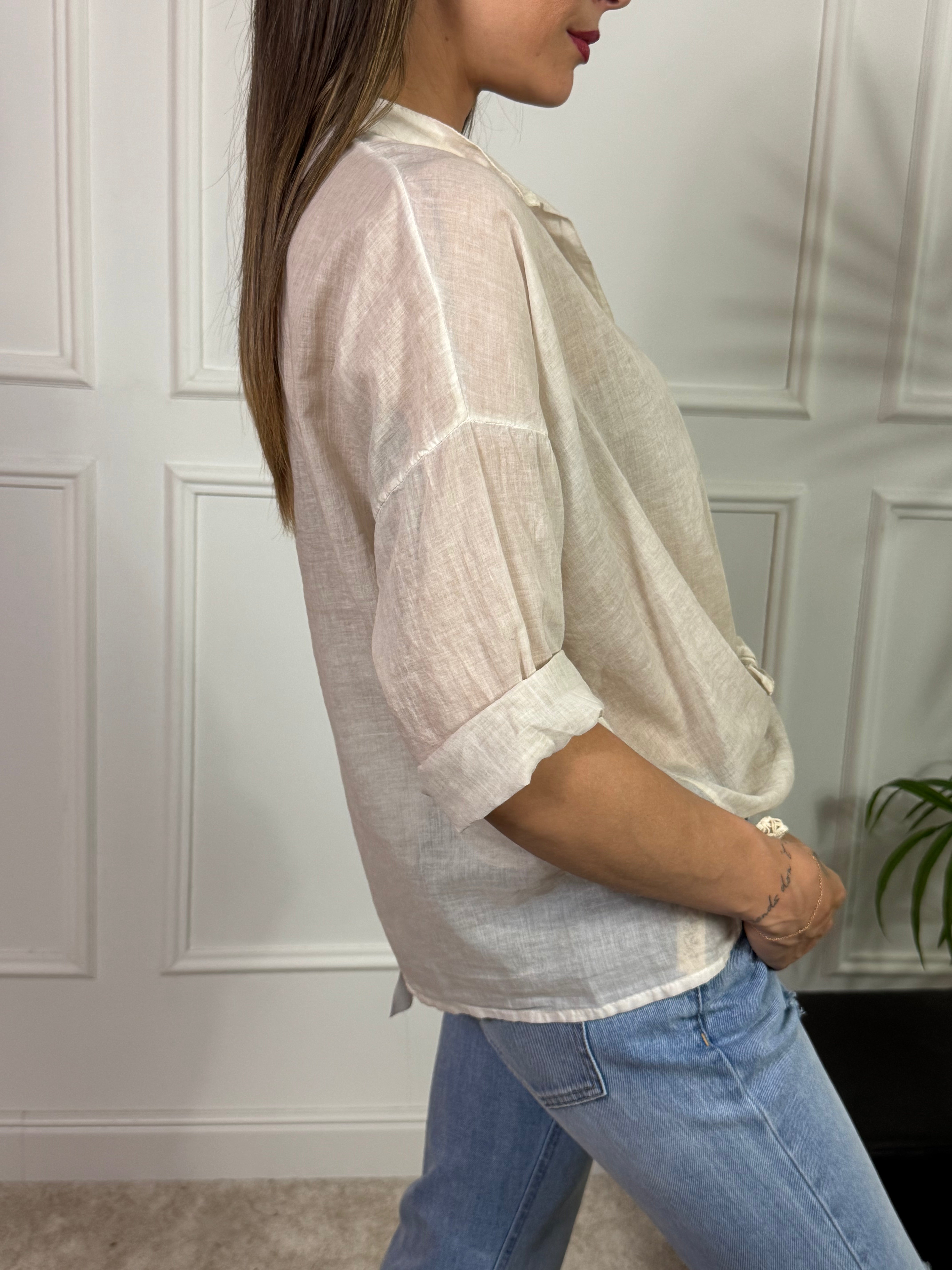 CAMICIA VOILE MANICA TRE QUARTI Have One EFFETTO VINTAGE