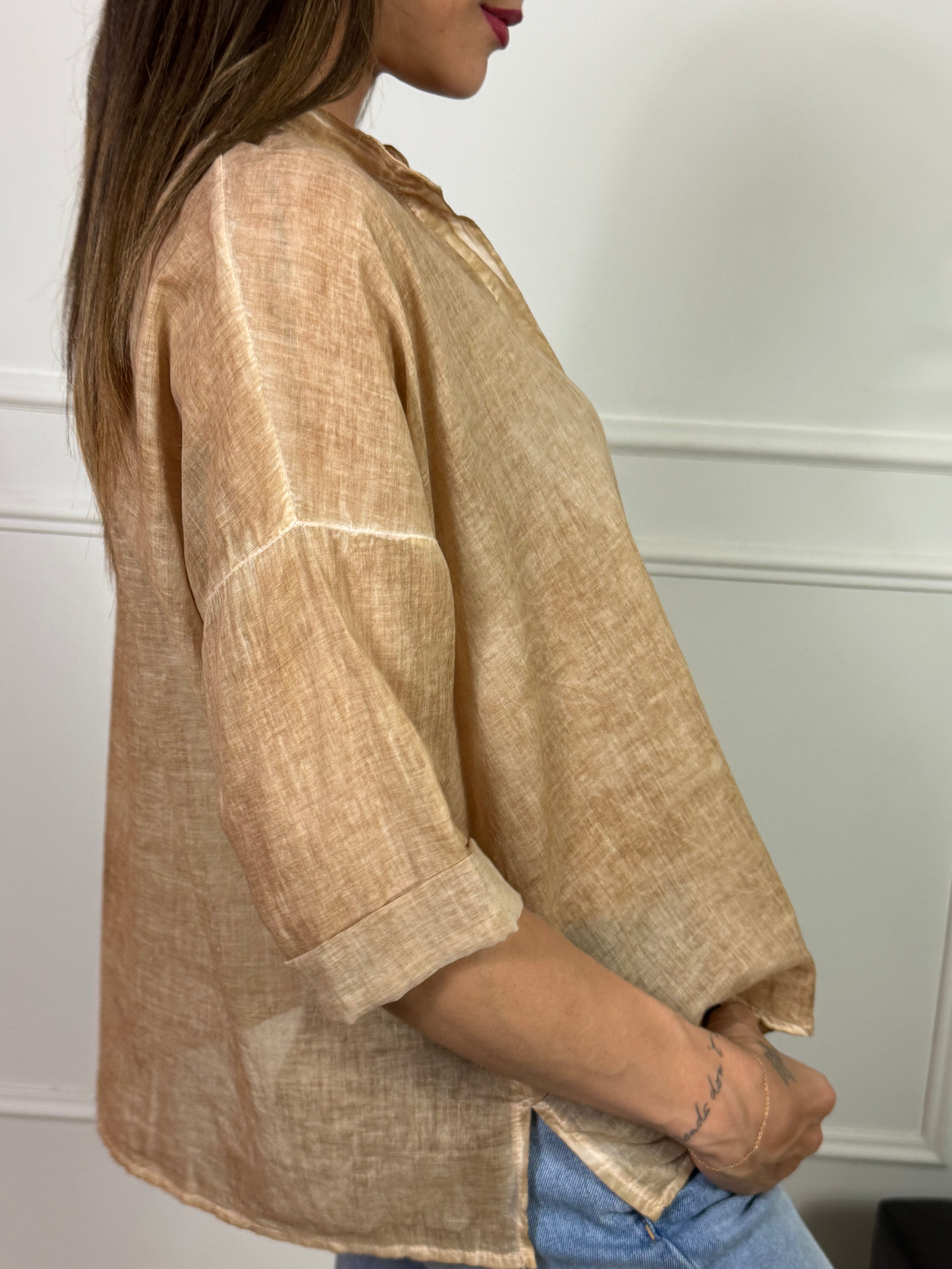 CAMICIA VOILE MANICA TRE QUARTI Have One EFFETTO VINTAGE