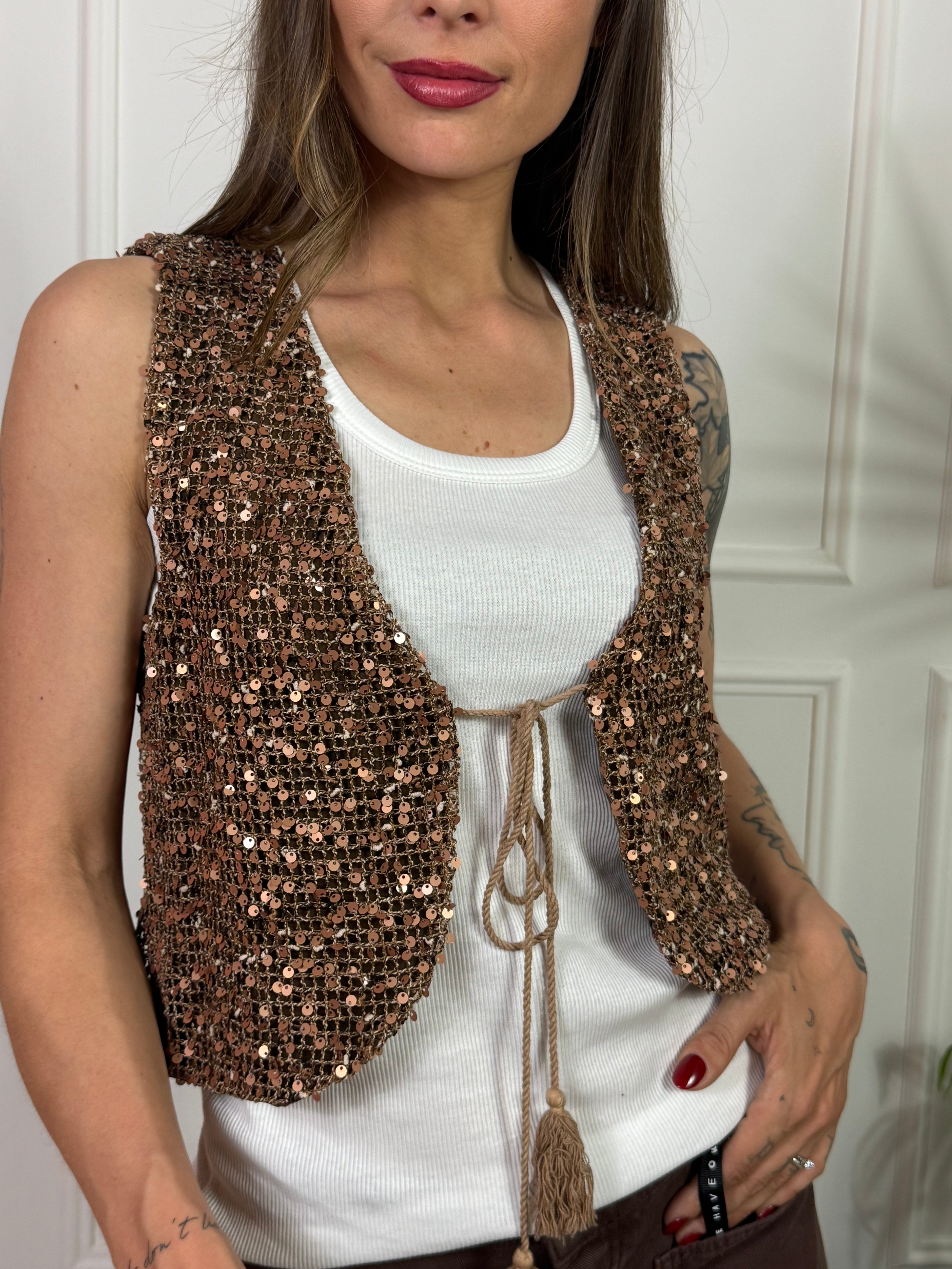 Gilet CON CORDINO NAPPINA Have One PAILLETTES