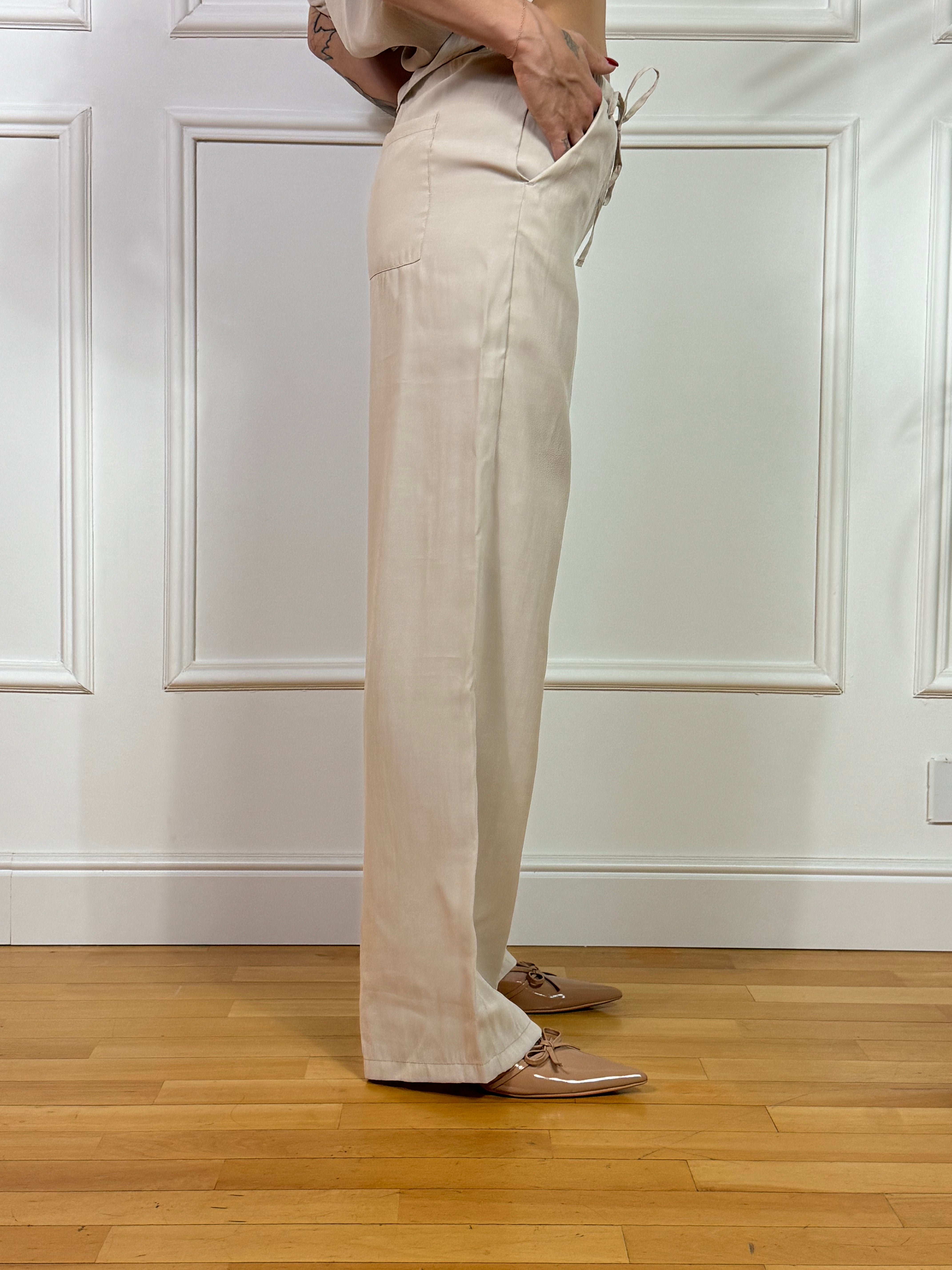 Pantalone tessuto leggero con coulisse JJXX BEIGE
