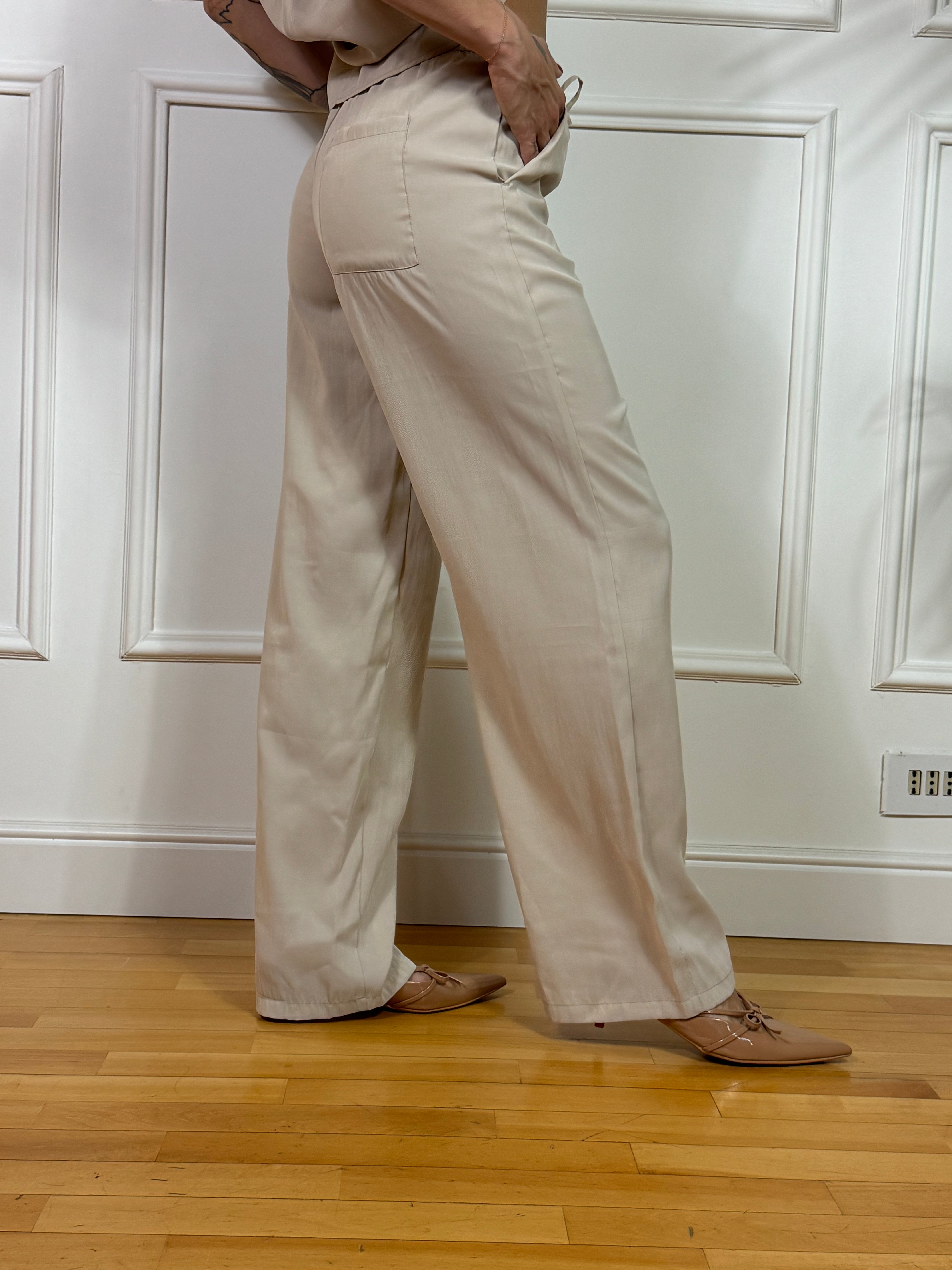 Pantalone tessuto leggero con coulisse JJXX BEIGE