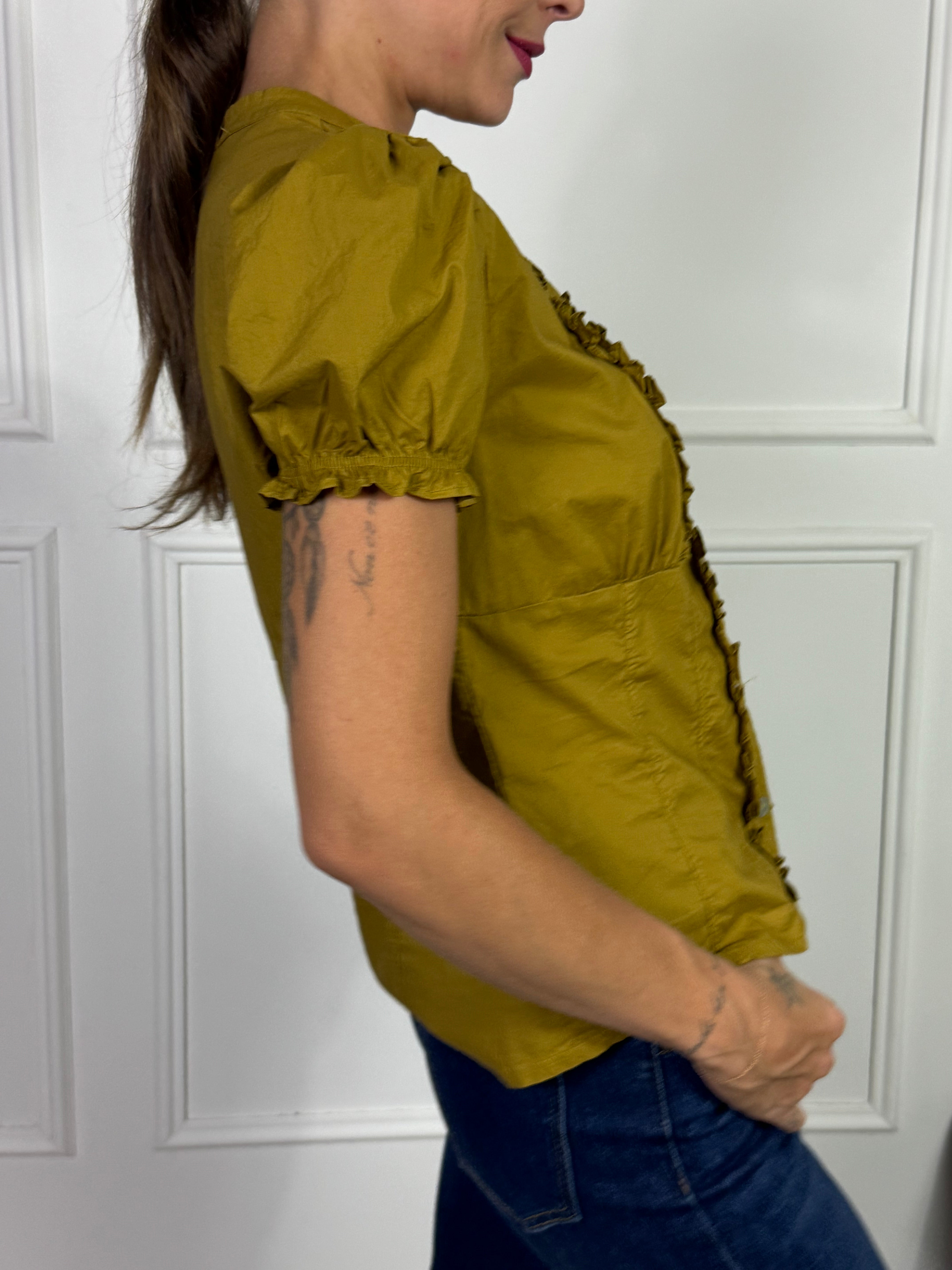 Camicia in cotone MANICA CORTA Victoria ILMH RICAMO ROUCHES