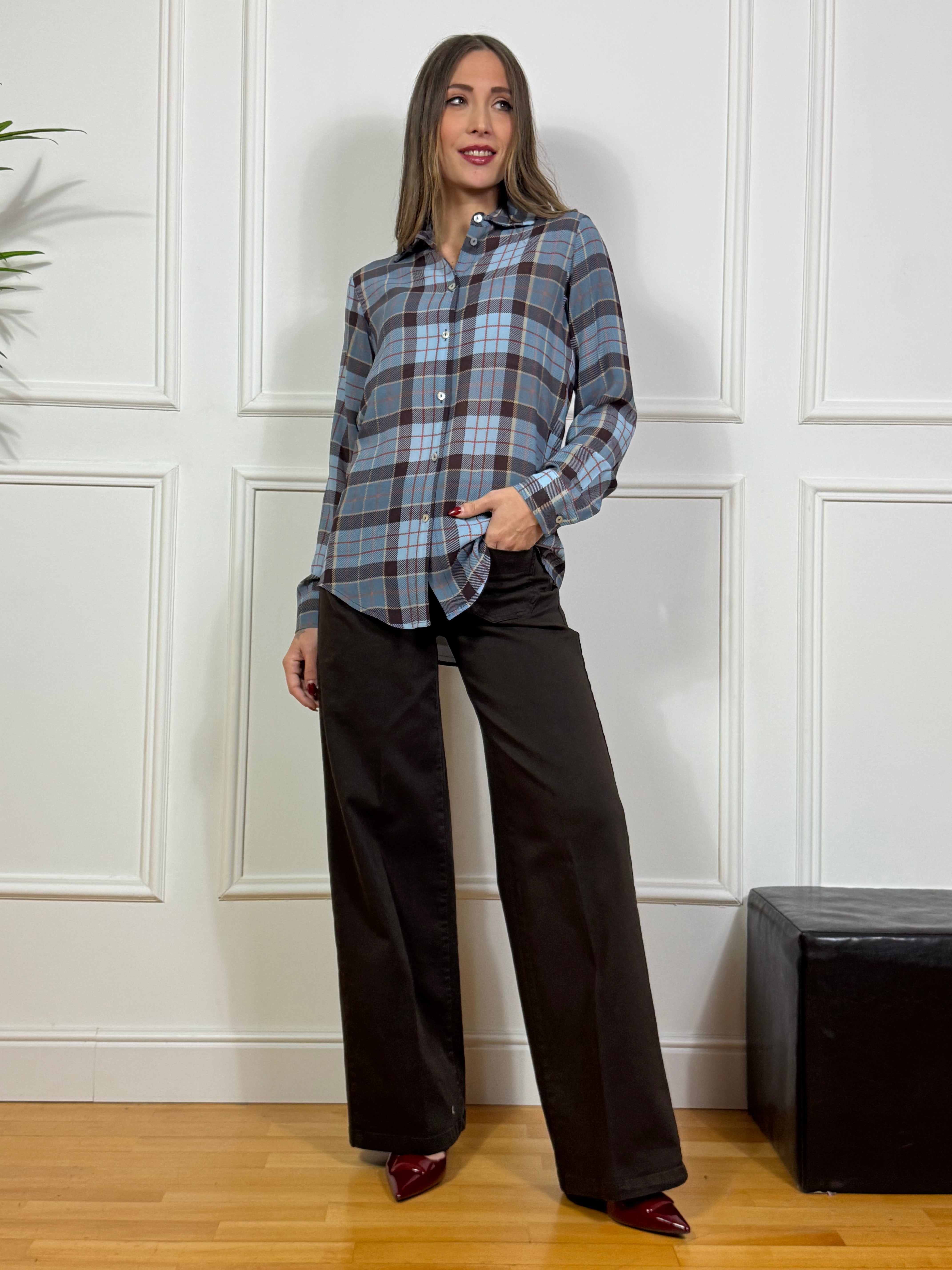 Pantalone in cotone wide leg Tensione In con taschini frontali