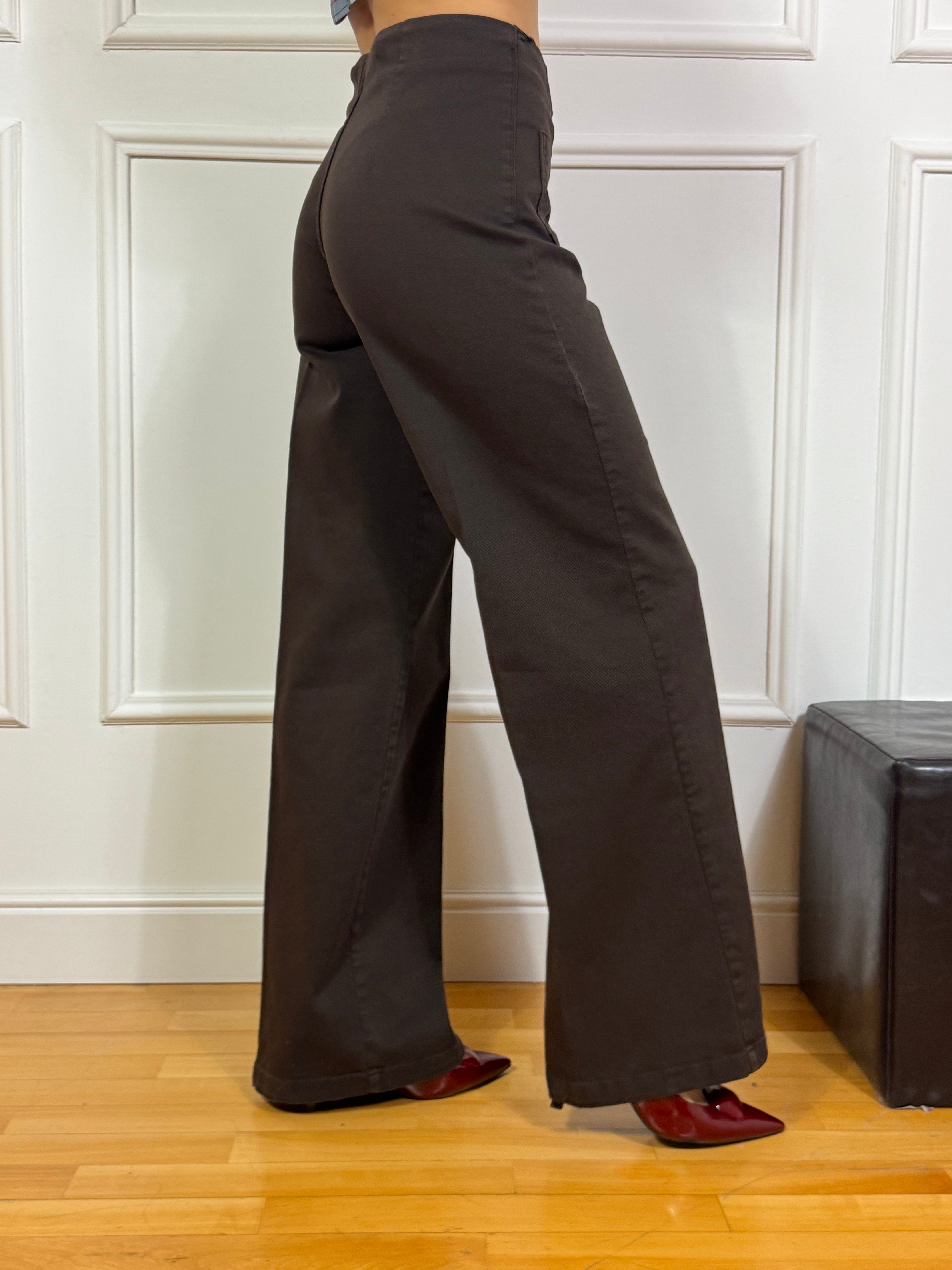 Pantalone in cotone wide leg Tensione In con taschini frontali
