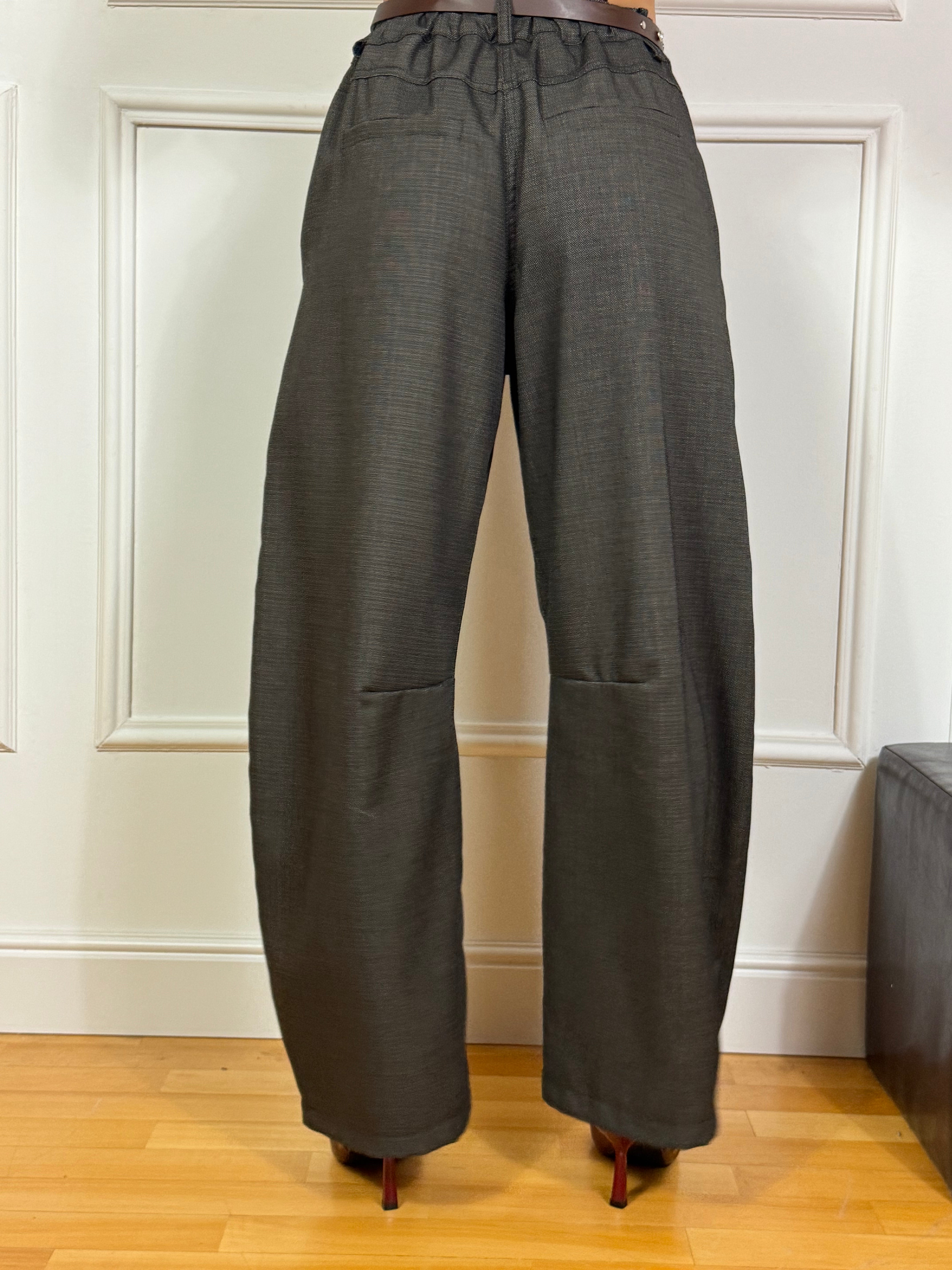 Pantalone a carota Tensione In con cintura tessuto moro melange