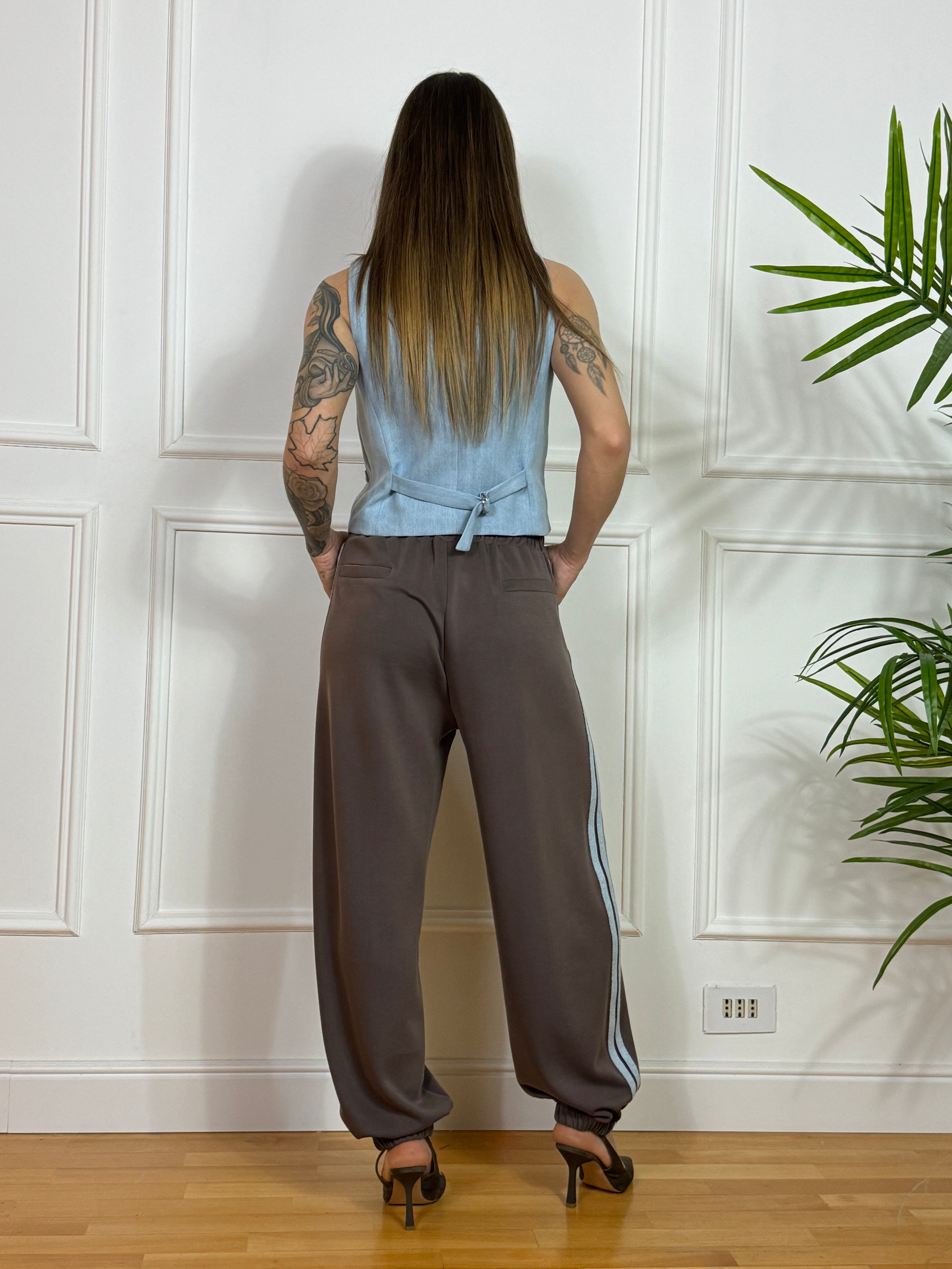 Pantalone tuta Tensione In bicolore con bande laterali