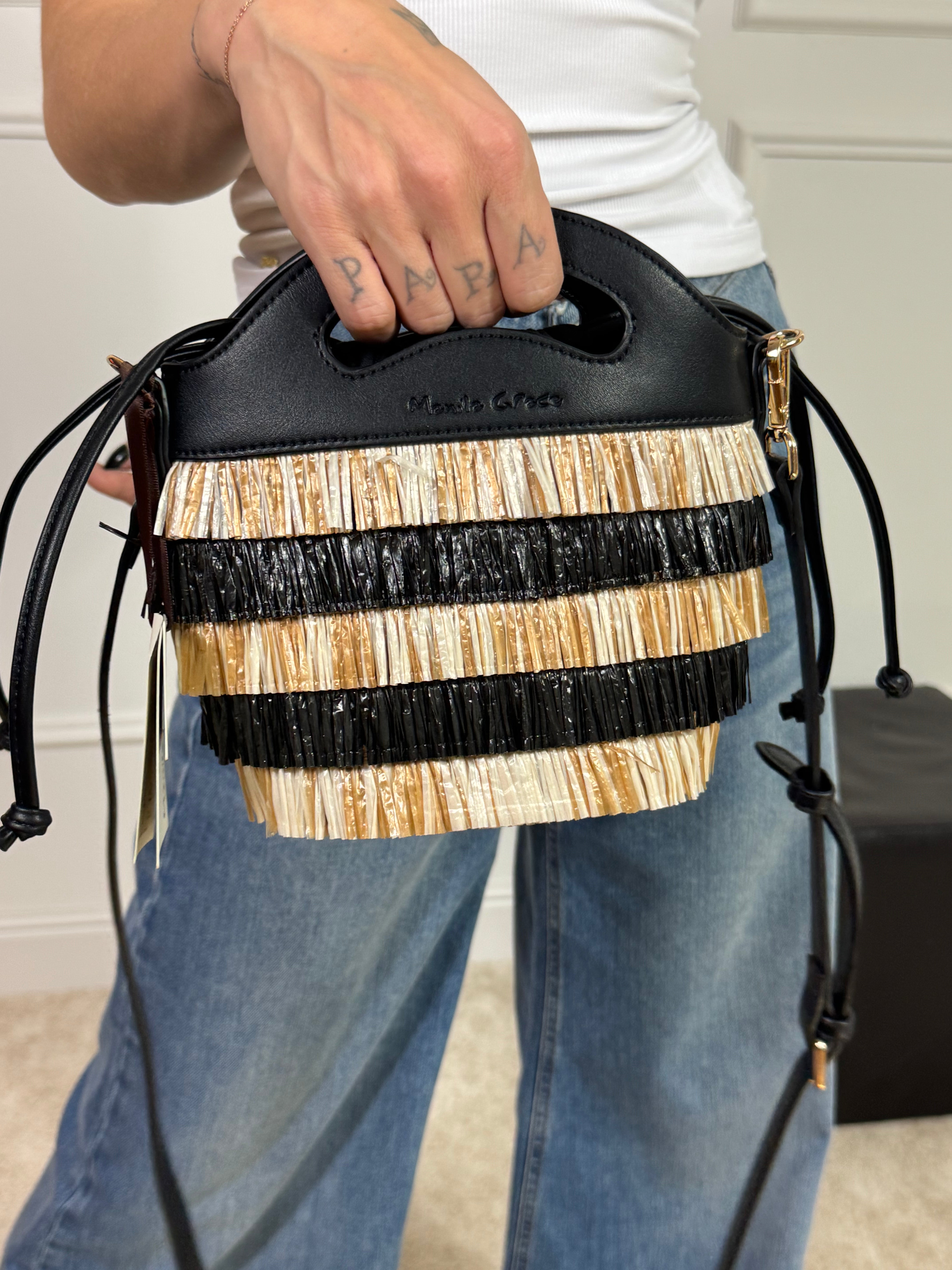 Borsa Manila Grace FULLMOON BAG RAFFIA PICCOLA - ART. B833EU