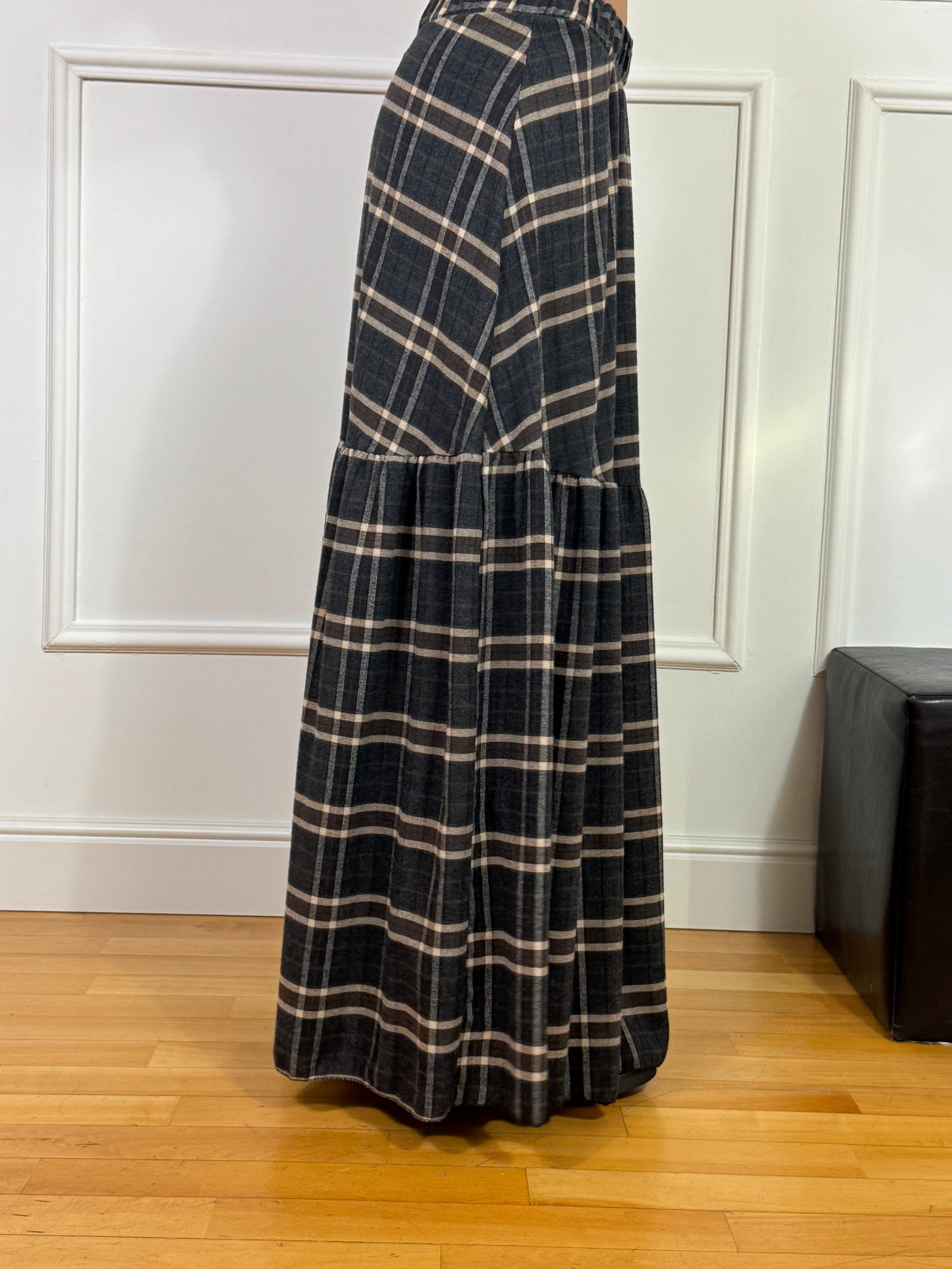 Gonna LUNGA Susy Mix CON BALZA fantasia SCOZZESE BLU-MORO