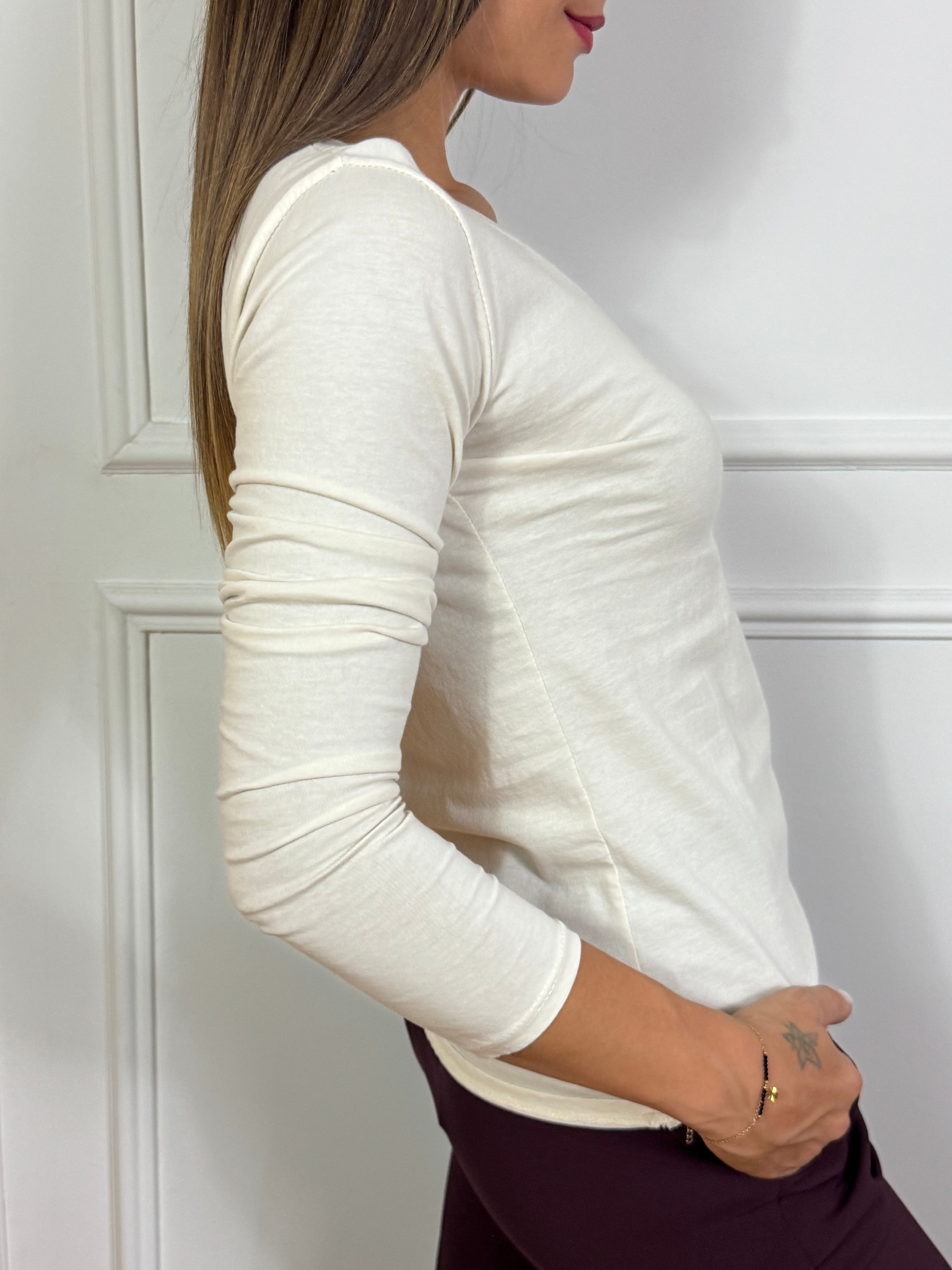 Maglia in cotone manica lunga Susy Mix scollo V