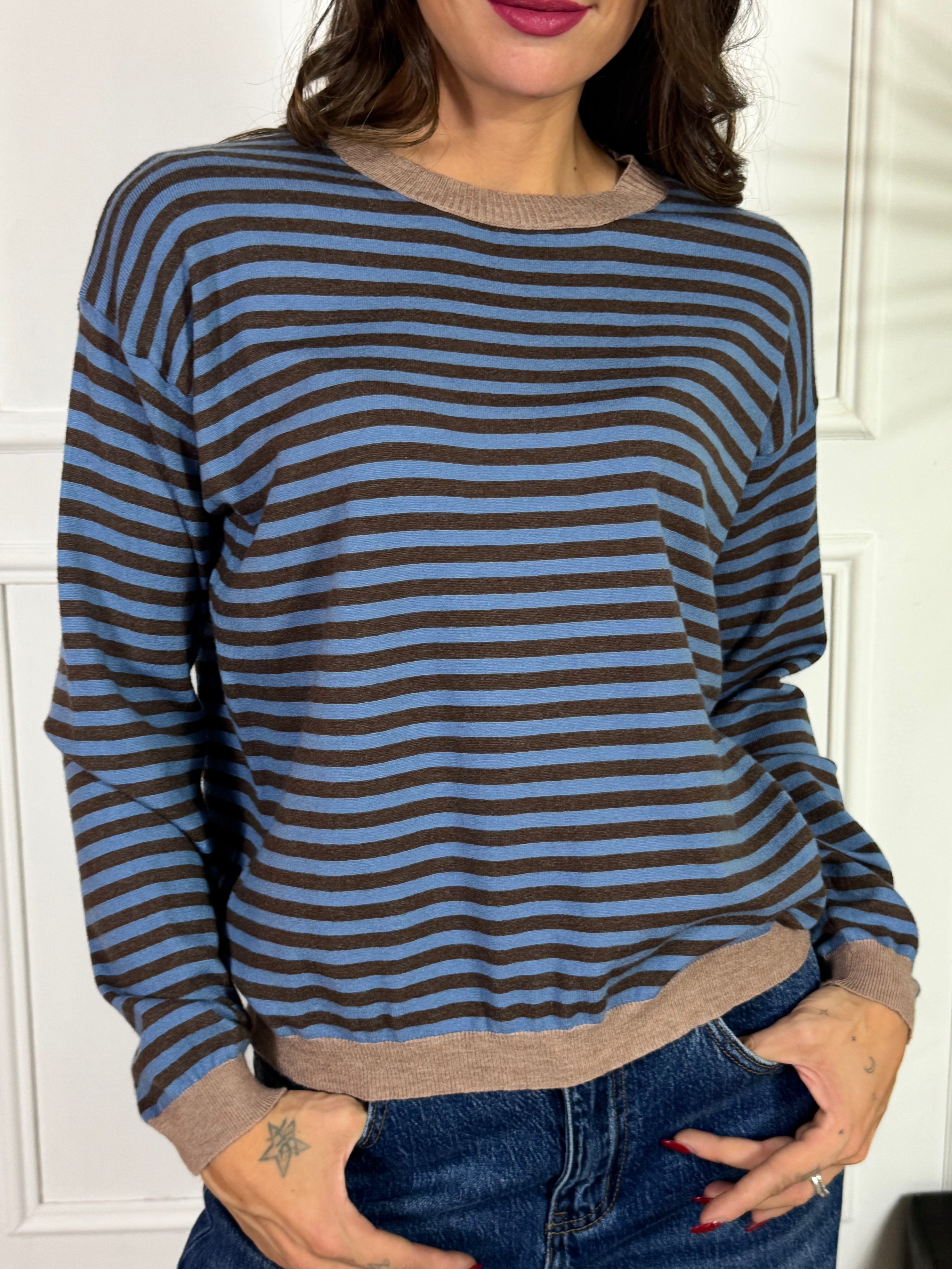 Maglia GIROCOLLO VICTORIA ILMH righe bordi a contrasto