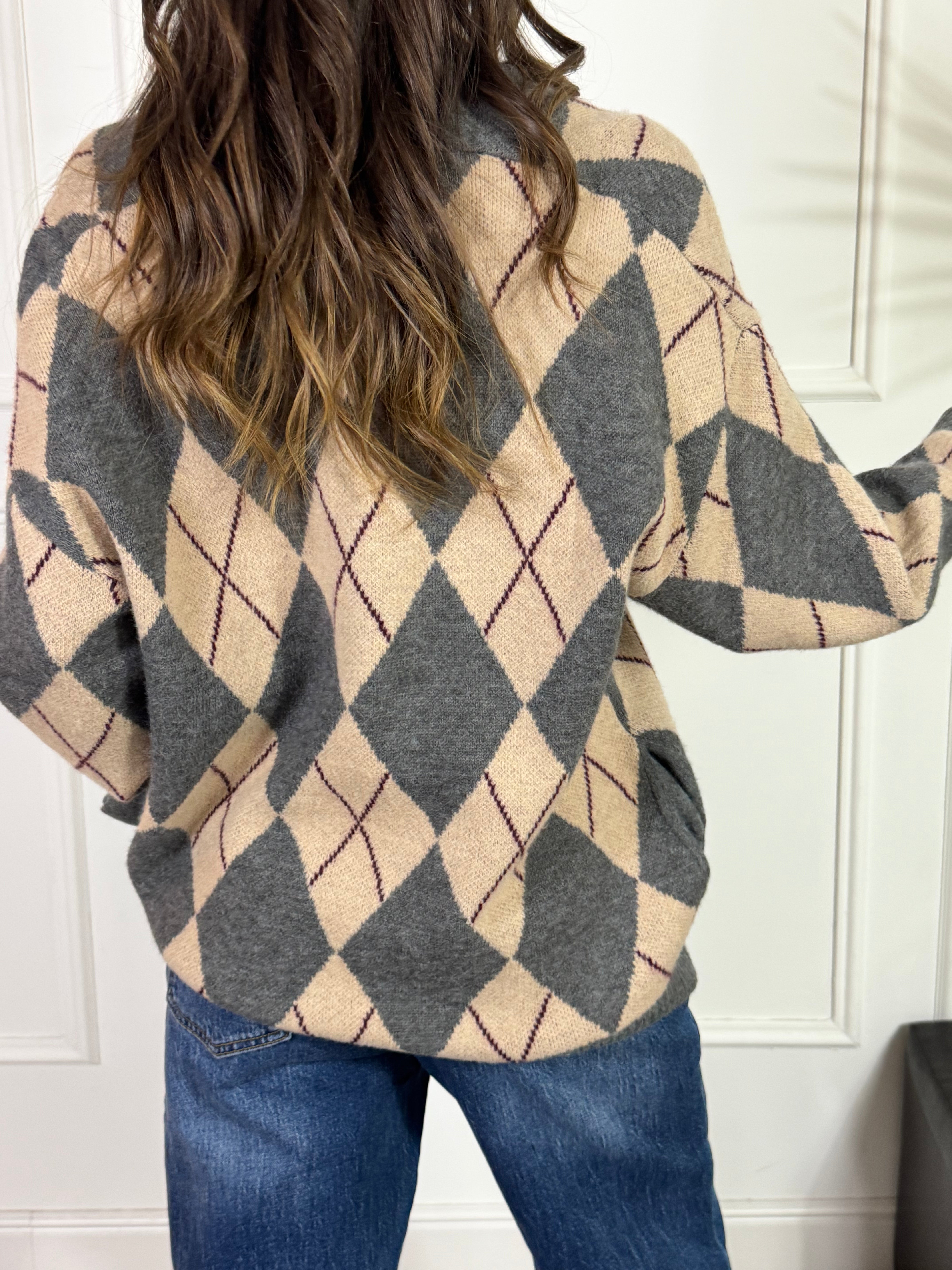 CARDIGAN Victoria ILMH ROMBI GRIGIO